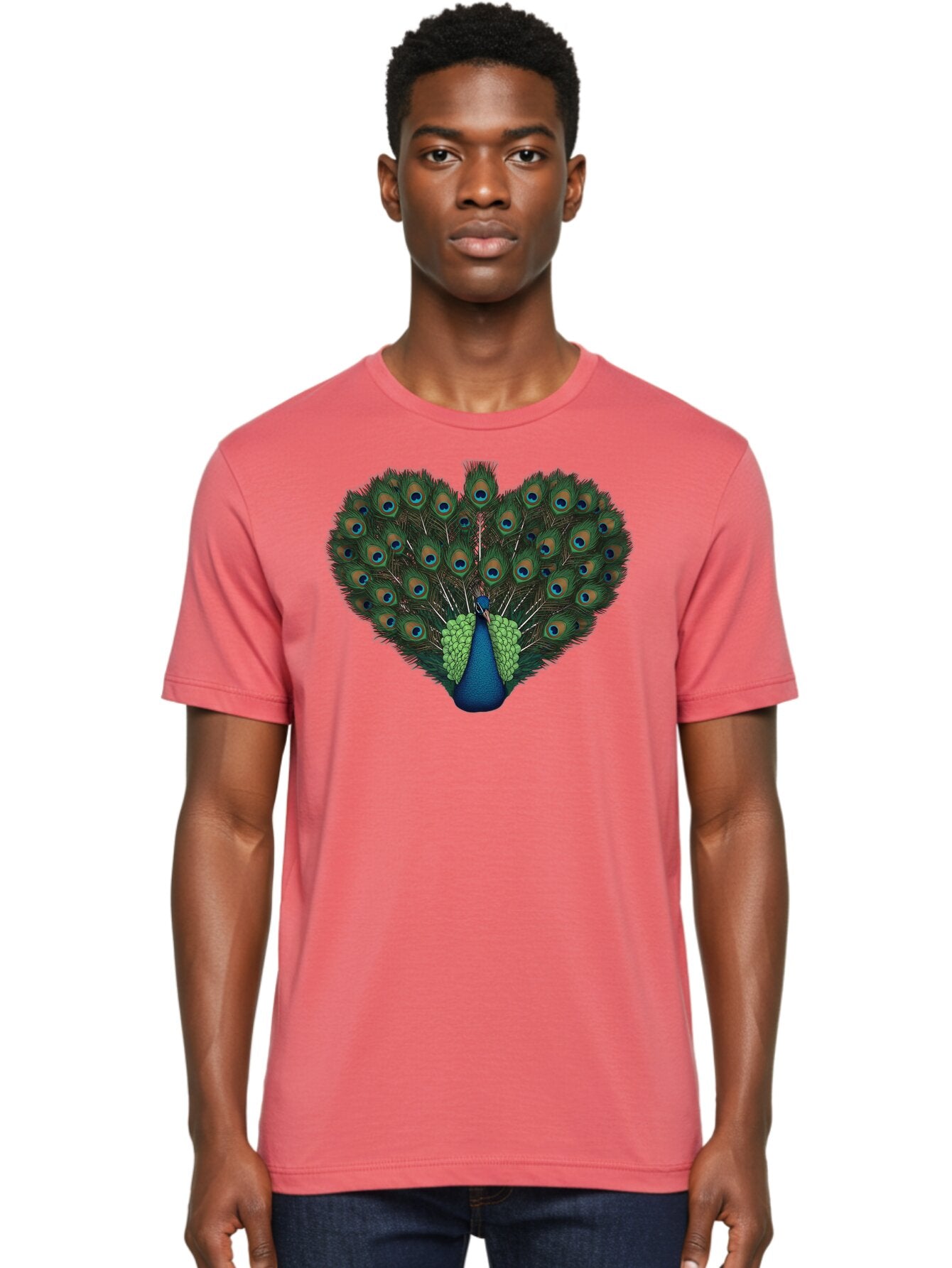 Peacock-26 Men'S Graphic Tee, 100% Cotton, Comfortable Casual Summer Wear, Machine Washable, Peacock Feather Display, Vibrant Plumage, Blue And Green Hues, Eye-Catching Pattern, Majestic Bird, Ornate Tail Feathers, Colorful Bird, Exotic Beauty Bab088 19