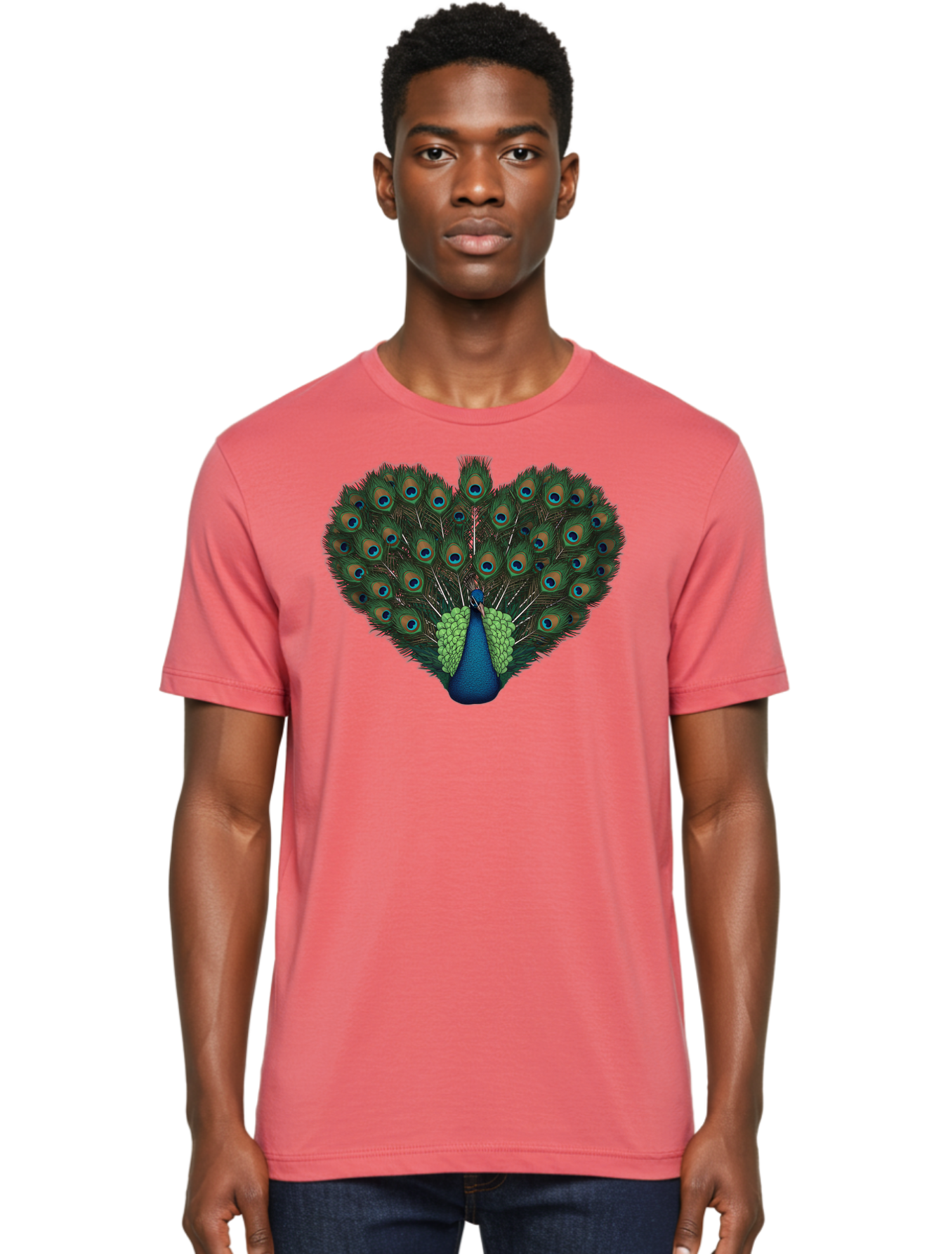 Peacock-26 Men'S Graphic Tee, 100% Cotton, Comfortable Casual Summer Wear, Machine Washable, Peacock Feather Display, Vibrant Plumage, Blue And Green Hues, Eye-Catching Pattern, Majestic Bird, Ornate Tail Feathers, Colorful Bird, Exotic Beauty Bab088 22