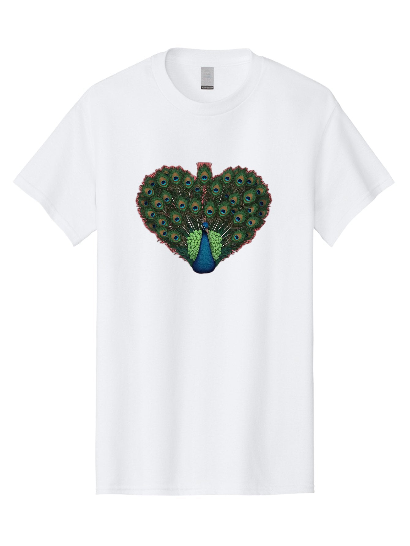 Peacock-26 Men'S Graphic Tee, 100% Cotton, Comfortable Casual Summer Wear, Machine Washable, Peacock Feather Display, Vibrant Plumage, Blue And Green Hues, Eye-Catching Pattern, Majestic Bird, Ornate Tail Feathers, Colorful Bird, Exotic Beauty Bab088 4