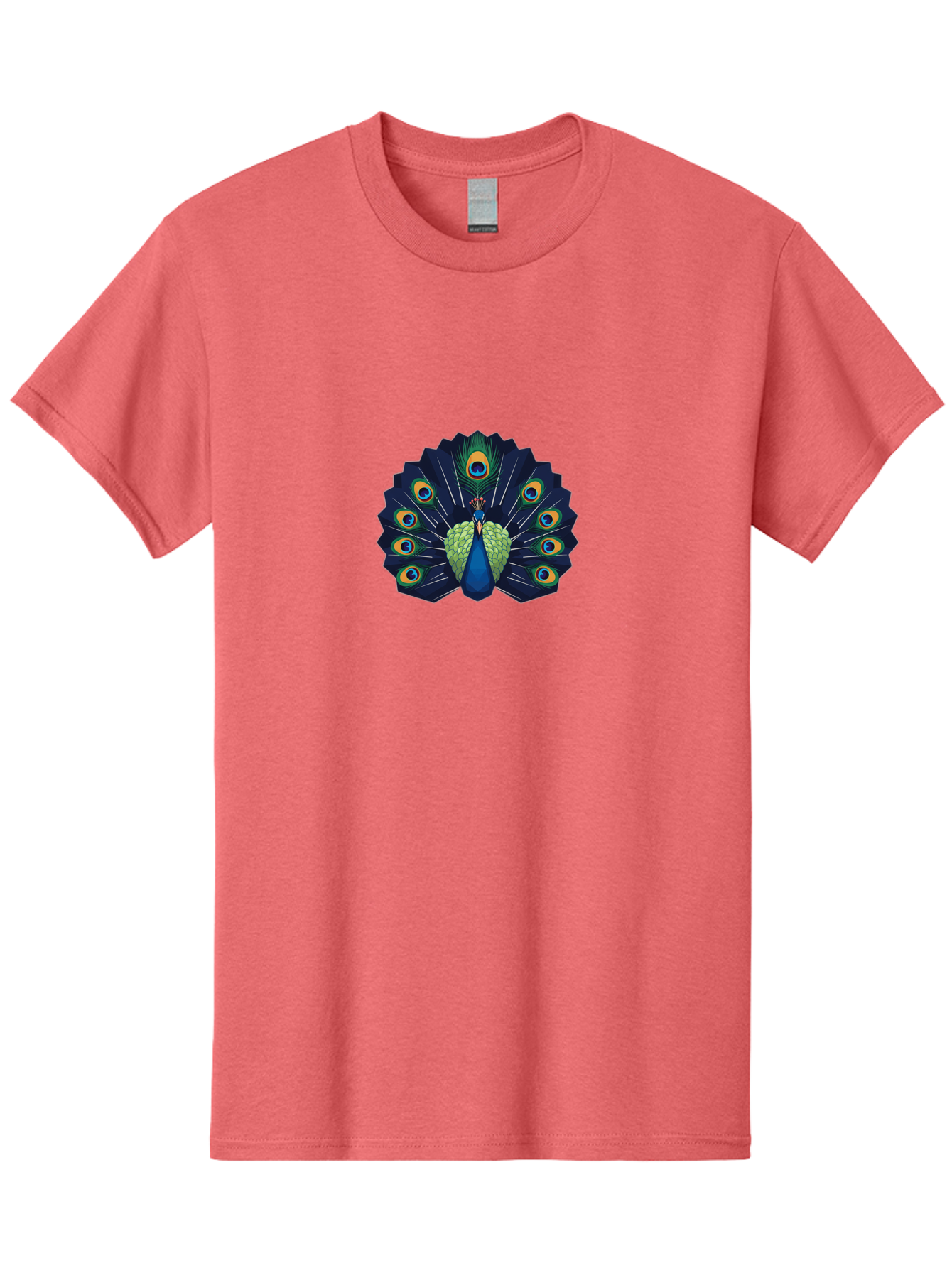 Peacock-27 Men'S Graphic Tee, 100% Cotton, Comfortable Casual Summer Wear, Machine Washable, Peacock Spreading Tail, Vibrant Plumage, Blue And Green Feathers, Eye-Catching Display, Majestic Bird, Colorful Illustration, Wildlife Art, Bab089