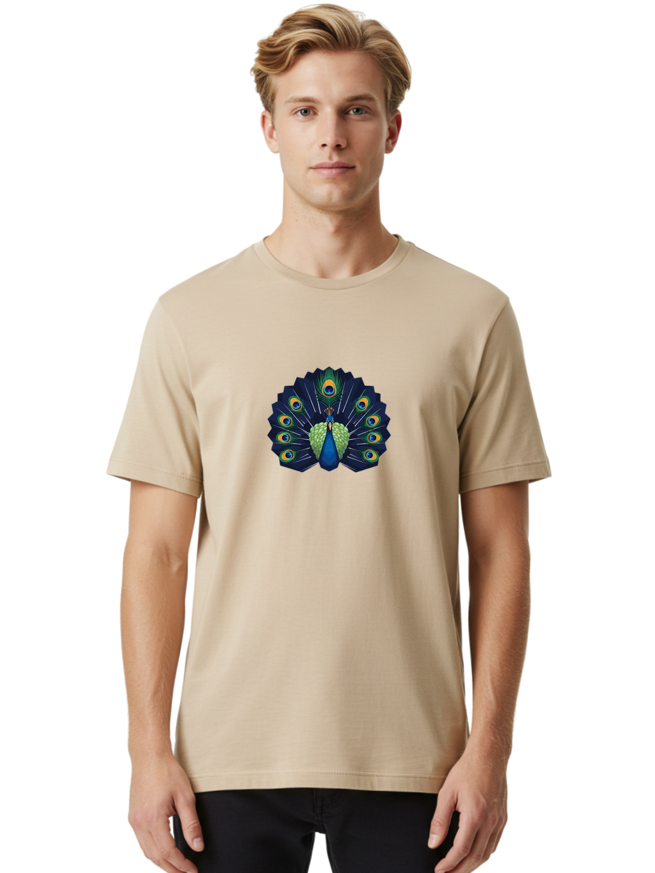 Peacock-27 Men'S Graphic Tee, 100% Cotton, Comfortable Casual Summer Wear, Machine Washable, Peacock Spreading Tail, Vibrant Plumage, Blue And Green Feathers, Eye-Catching Display, Majestic Bird, Colorful Illustration, Wildlife Art, Bab089 30