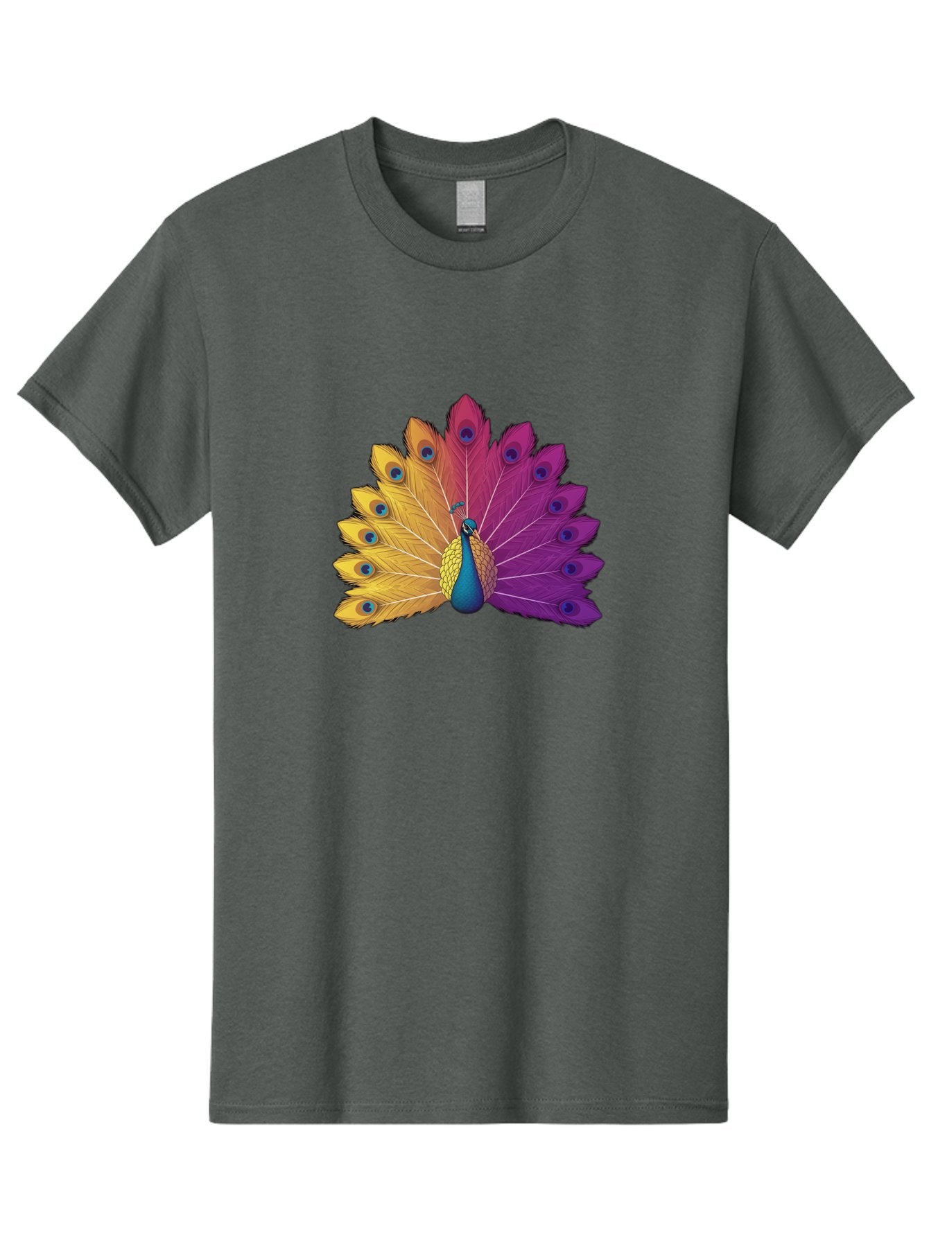 Peacock-28 Men'S Graphic Tee, 100% Cotton, Comfortable Casual Summer Wear, Machine Washable, Vibrant Peacock, Colorful Plumage, Blue Eyespots, Majestic Bird, Spread Feathers, Orange, Purple, And Yellow Hues, Exotic Beauty, Ornate Display, Bab090 7