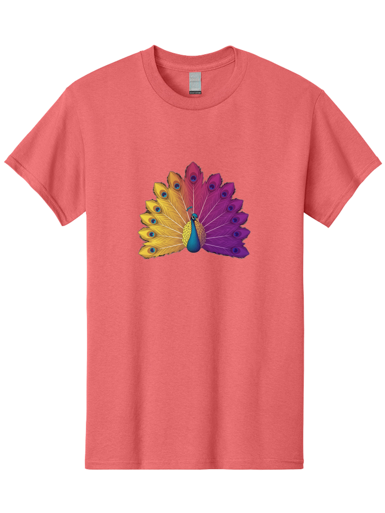 Peacock-28 Men'S Graphic Tee, 100% Cotton, Comfortable Casual Summer Wear, Machine Washable, Vibrant Peacock, Colorful Plumage, Blue Eyespots, Majestic Bird, Spread Feathers, Orange, Purple, And Yellow Hues, Exotic Beauty, Ornate Display, Bab090 21