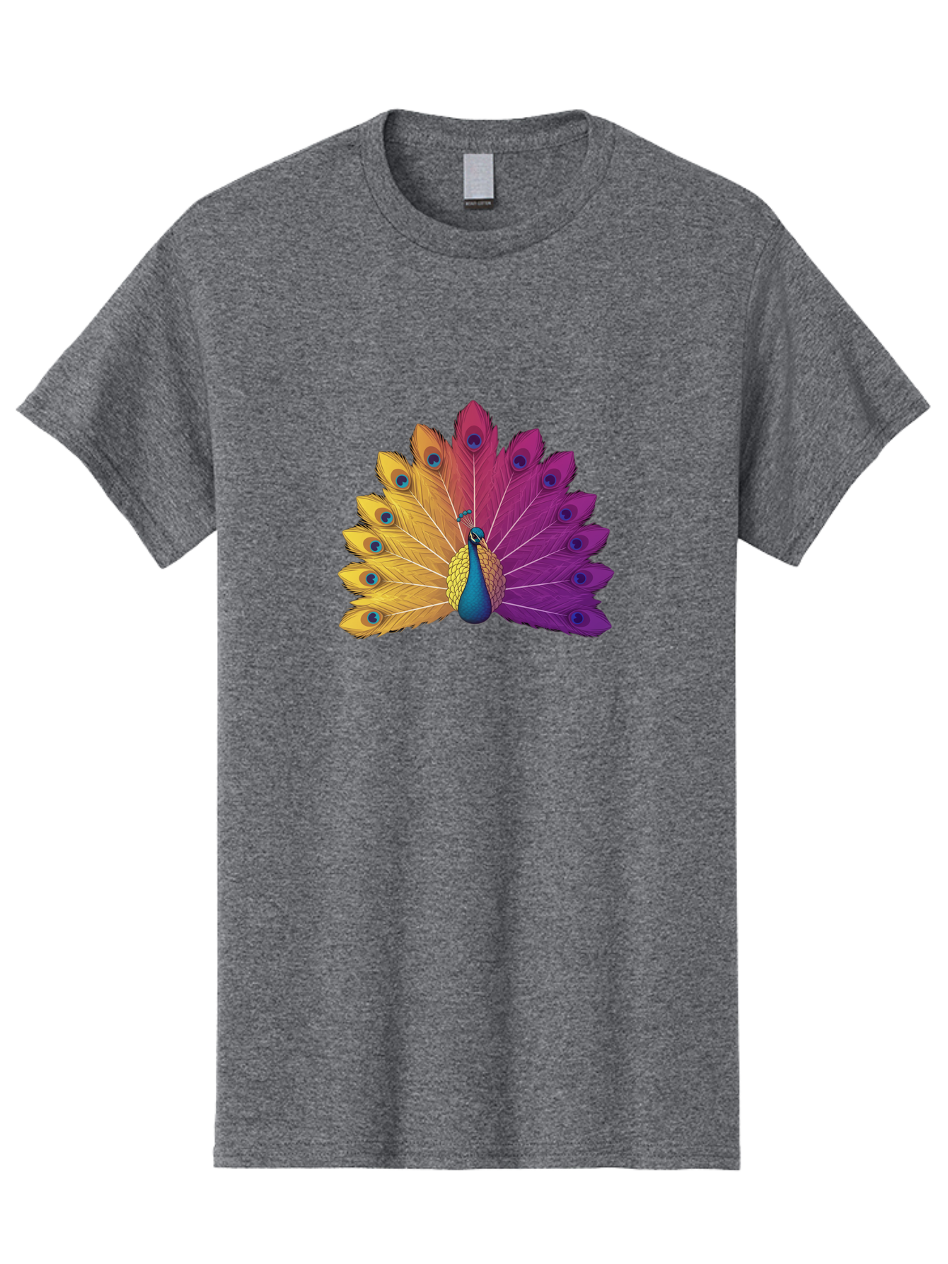 Peacock-28 Men'S Graphic Tee, 100% Cotton, Comfortable Casual Summer Wear, Machine Washable, Vibrant Peacock, Colorful Plumage, Blue Eyespots, Majestic Bird, Spread Feathers, Orange, Purple, And Yellow Hues, Exotic Beauty, Ornate Display, Bab090 3