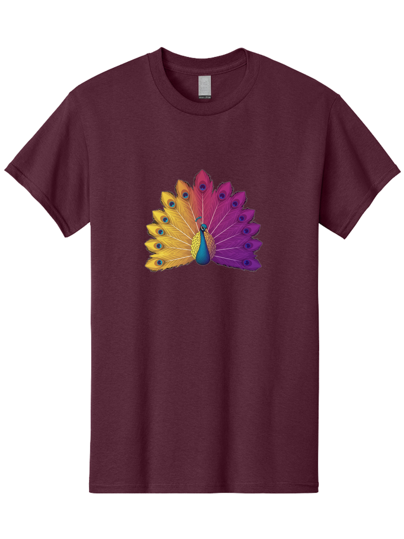 Peacock-28 Men'S Graphic Tee, 100% Cotton, Comfortable Casual Summer Wear, Machine Washable, Vibrant Peacock, Colorful Plumage, Blue Eyespots, Majestic Bird, Spread Feathers, Orange, Purple, And Yellow Hues, Exotic Beauty, Ornate Display, Bab090 17