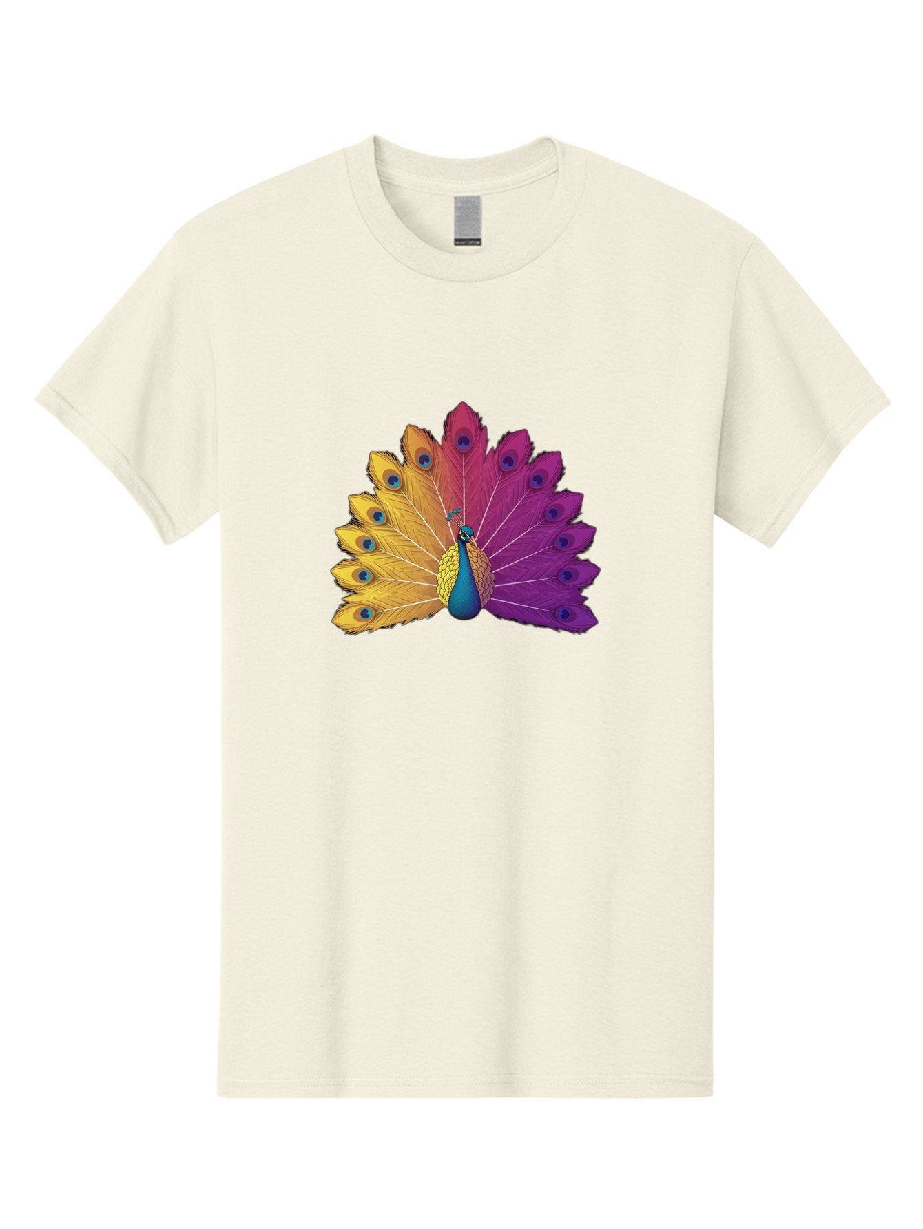 Peacock-28 Men'S Graphic Tee, 100% Cotton, Comfortable Casual Summer Wear, Machine Washable, Vibrant Peacock, Colorful Plumage, Blue Eyespots, Majestic Bird, Spread Feathers, Orange, Purple, And Yellow Hues, Exotic Beauty, Ornate Display, Bab090 15