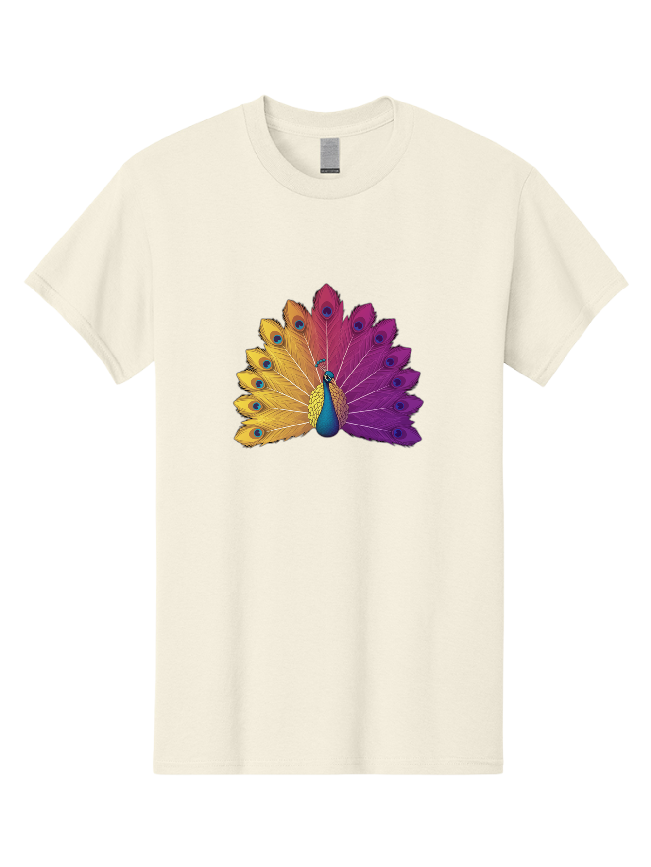 Peacock-28 Men'S Graphic Tee, 100% Cotton, Comfortable Casual Summer Wear, Machine Washable, Vibrant Peacock, Colorful Plumage, Blue Eyespots, Majestic Bird, Spread Feathers, Orange, Purple, And Yellow Hues, Exotic Beauty, Ornate Display, Bab090