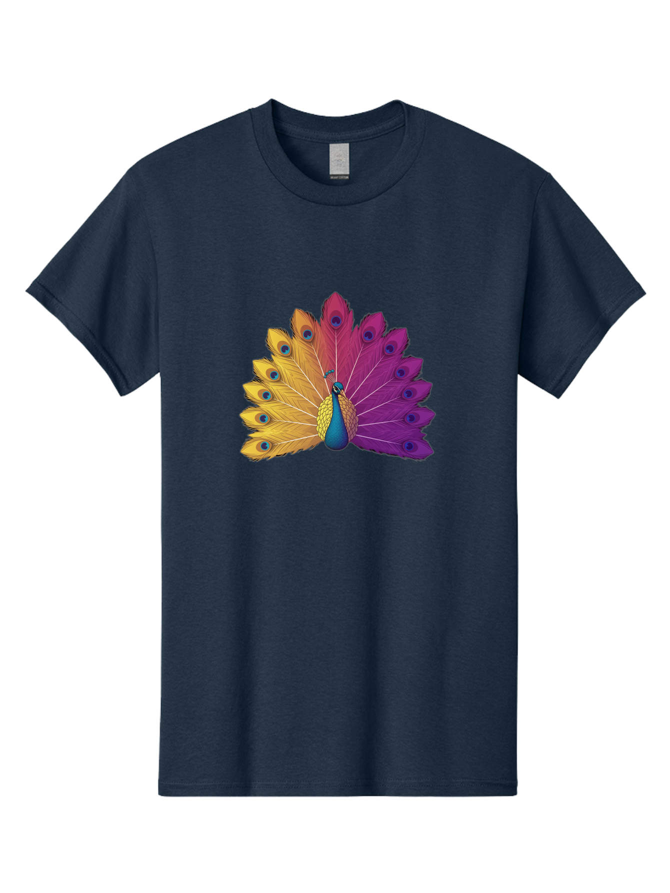 Peacock-28 Men'S Graphic Tee, 100% Cotton, Comfortable Casual Summer Wear, Machine Washable, Vibrant Peacock, Colorful Plumage, Blue Eyespots, Majestic Bird, Spread Feathers, Orange, Purple, And Yellow Hues, Exotic Beauty, Ornate Display, Bab090 23