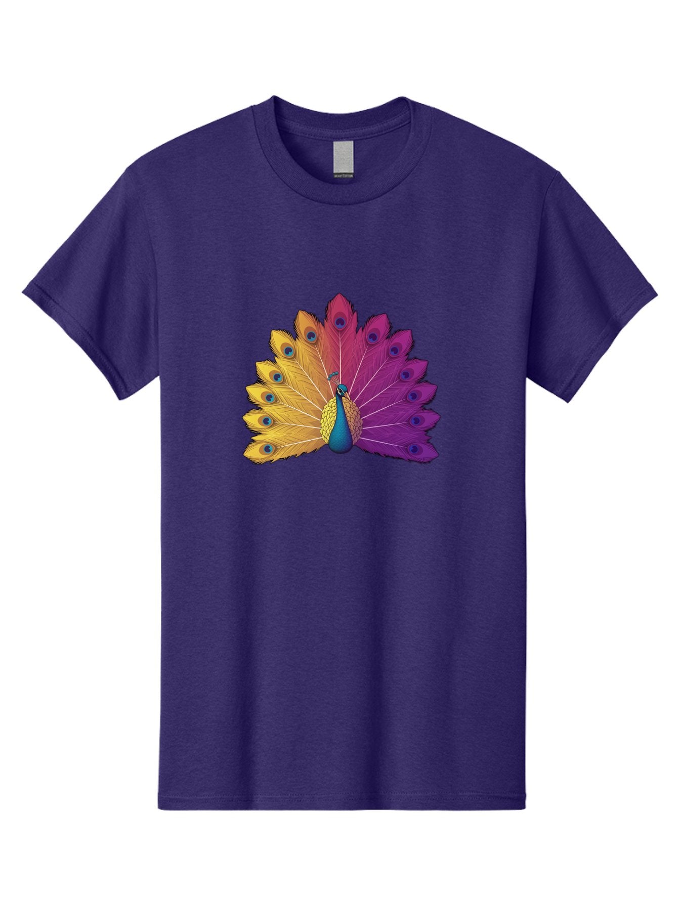 Peacock-28 Men'S Graphic Tee, 100% Cotton, Comfortable Casual Summer Wear, Machine Washable, Vibrant Peacock, Colorful Plumage, Blue Eyespots, Majestic Bird, Spread Feathers, Orange, Purple, And Yellow Hues, Exotic Beauty, Ornate Display, Bab090 9
