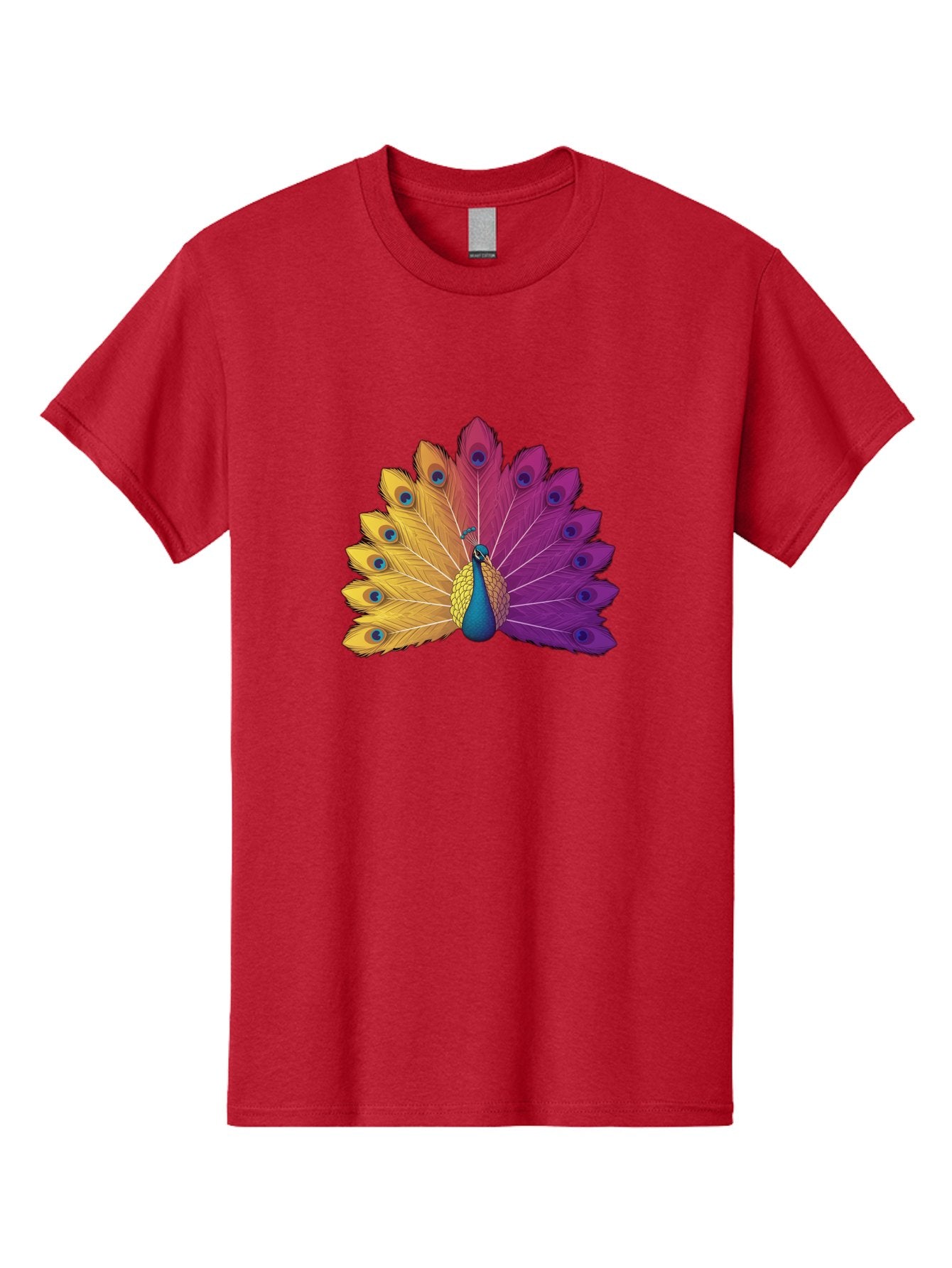 Peacock-28 Men'S Graphic Tee, 100% Cotton, Comfortable Casual Summer Wear, Machine Washable, Vibrant Peacock, Colorful Plumage, Blue Eyespots, Majestic Bird, Spread Feathers, Orange, Purple, And Yellow Hues, Exotic Beauty, Ornate Display, Bab090 5