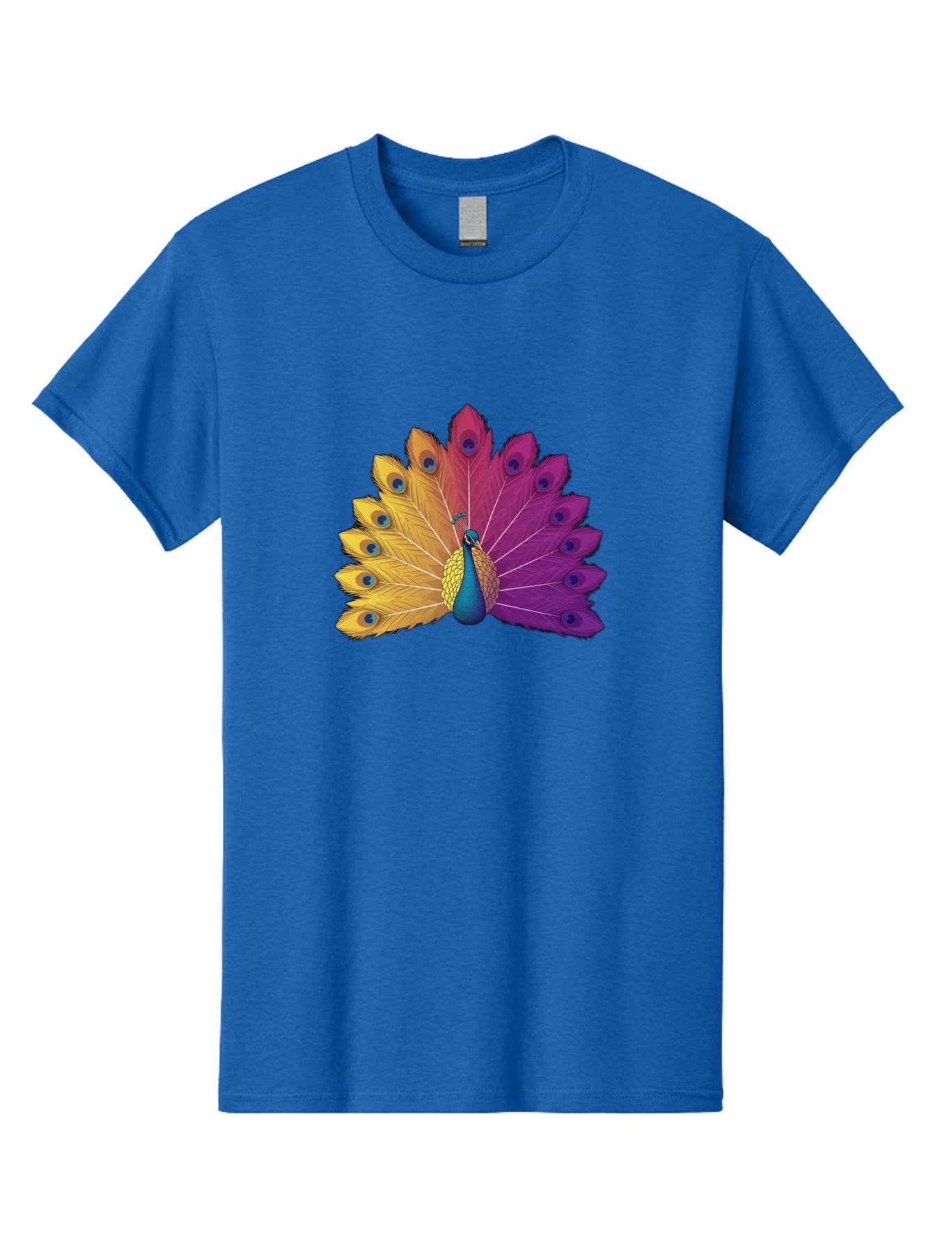 Peacock-28 Men'S Graphic Tee, 100% Cotton, Comfortable Casual Summer Wear, Machine Washable, Vibrant Peacock, Colorful Plumage, Blue Eyespots, Majestic Bird, Spread Feathers, Orange, Purple, And Yellow Hues, Exotic Beauty, Ornate Display, Bab090 13