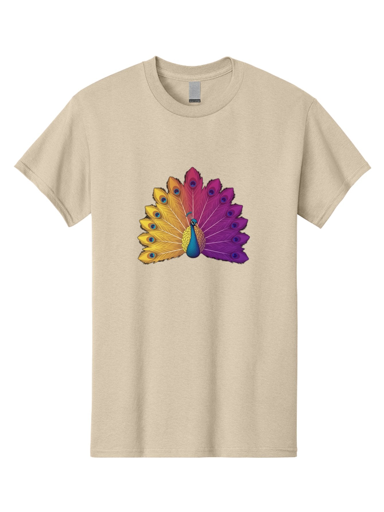 Peacock-28 Men'S Graphic Tee, 100% Cotton, Comfortable Casual Summer Wear, Machine Washable, Vibrant Peacock, Colorful Plumage, Blue Eyespots, Majestic Bird, Spread Feathers, Orange, Purple, And Yellow Hues, Exotic Beauty, Ornate Display, Bab090 6