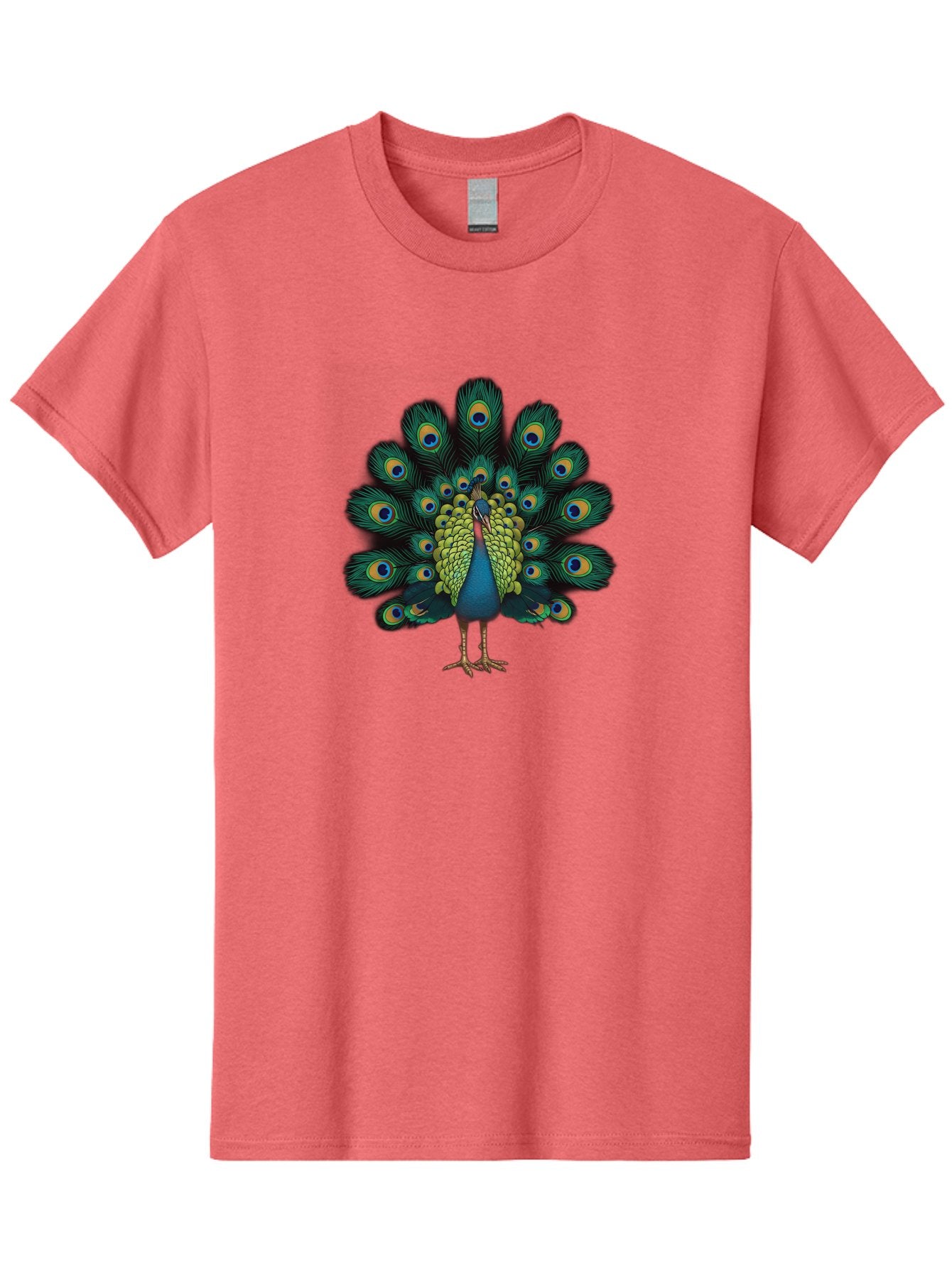 Peacock-29 Men'S Graphic Tee, 100% Cotton, Comfortable Casual Summer Wear, Machine Washable, Peacock Spreading Its Feathers, Vibrant Plumage, Blue And Gold Eye Spots, Turquoise Body, Majestic Bird, Exotic Beauty, Colorful Display, Bab091