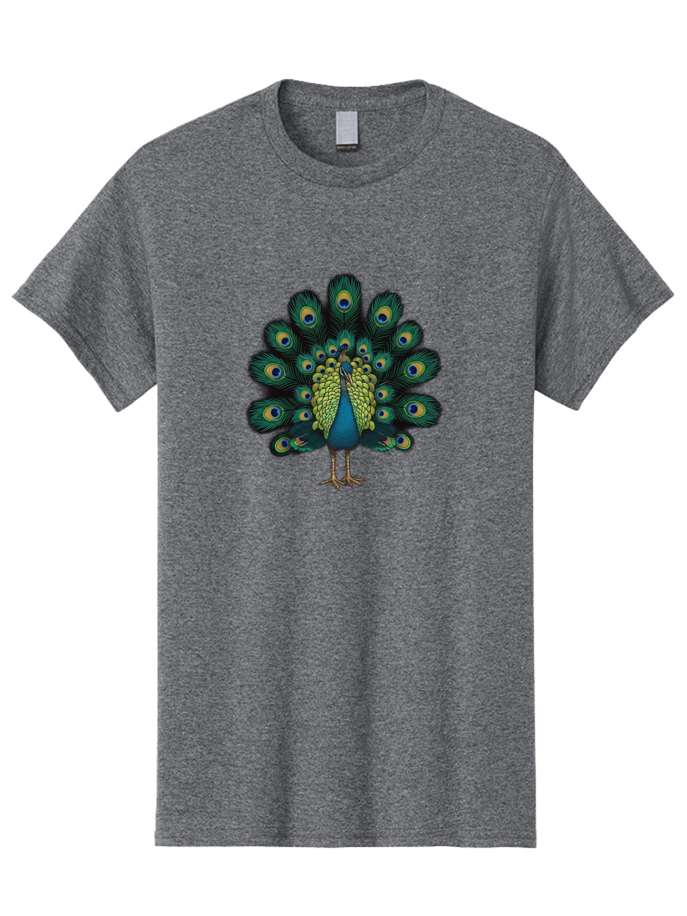 Peacock-29 Men'S Graphic Tee, 100% Cotton, Comfortable Casual Summer Wear, Machine Washable, Peacock Spreading Its Feathers, Vibrant Plumage, Blue And Gold Eye Spots, Turquoise Body, Majestic Bird, Exotic Beauty, Colorful Display, Bab091 6