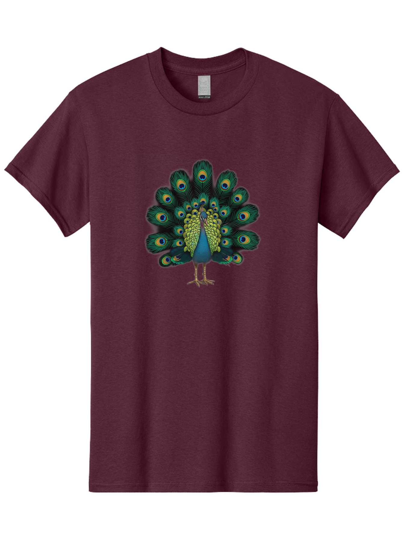 Peacock-29 Men'S Graphic Tee, 100% Cotton, Comfortable Casual Summer Wear, Machine Washable, Peacock Spreading Its Feathers, Vibrant Plumage, Blue And Gold Eye Spots, Turquoise Body, Majestic Bird, Exotic Beauty, Colorful Display, Bab091
