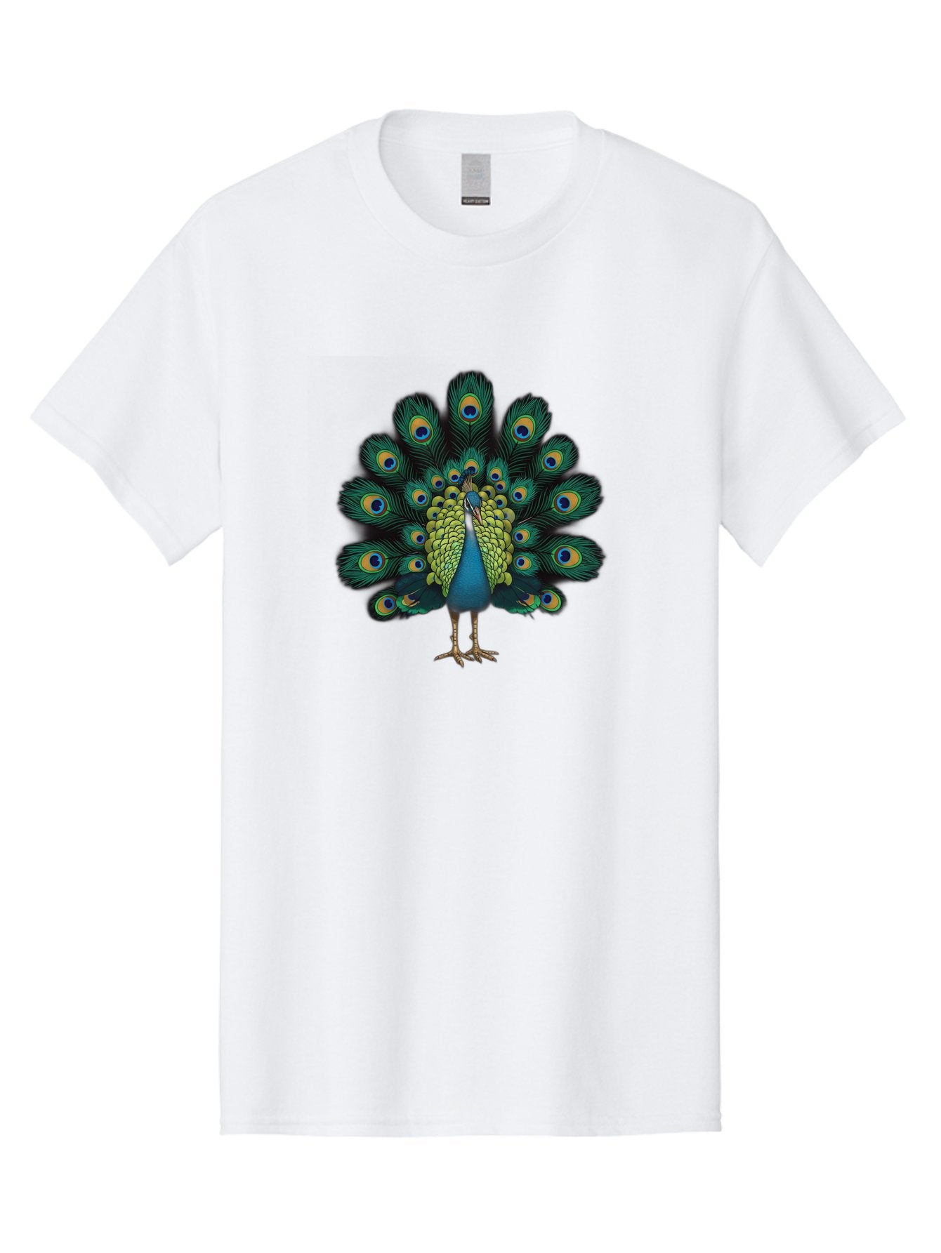 Peacock-29 Men'S Graphic Tee, 100% Cotton, Comfortable Casual Summer Wear, Machine Washable, Peacock Spreading Its Feathers, Vibrant Plumage, Blue And Gold Eye Spots, Turquoise Body, Majestic Bird, Exotic Beauty, Colorful Display, Bab091 13