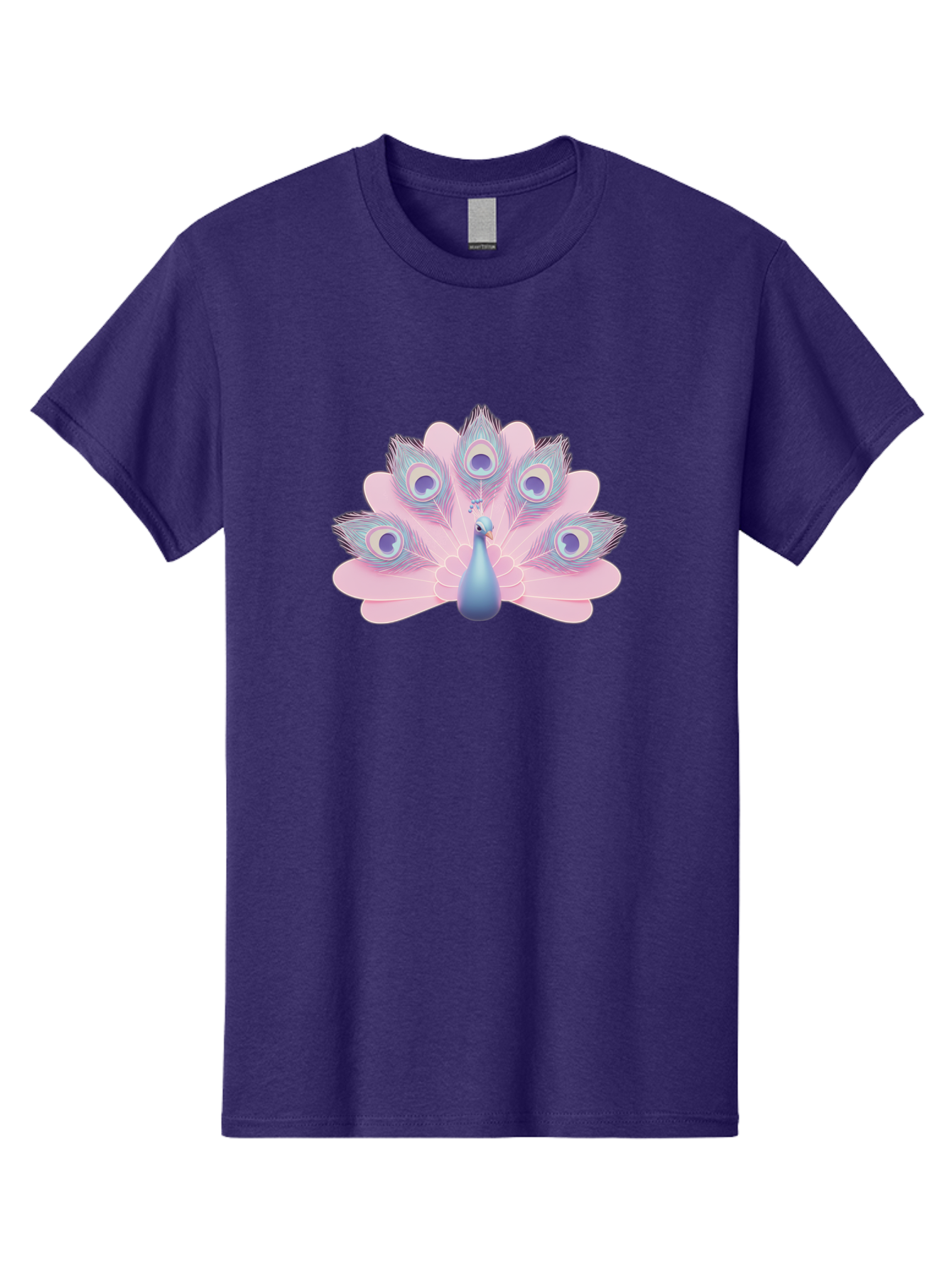 Peacock-3 Men'S Graphic Tee, 100% Cotton, Comfortable Casual Summer Wear, Machine Washable, Peacock Display, Vibrant Feathers, Blue And Pink Hues, Eye-Catching Pattern, Majestic Bird, Decorative Plumage, Colorful Illustration Bab092
