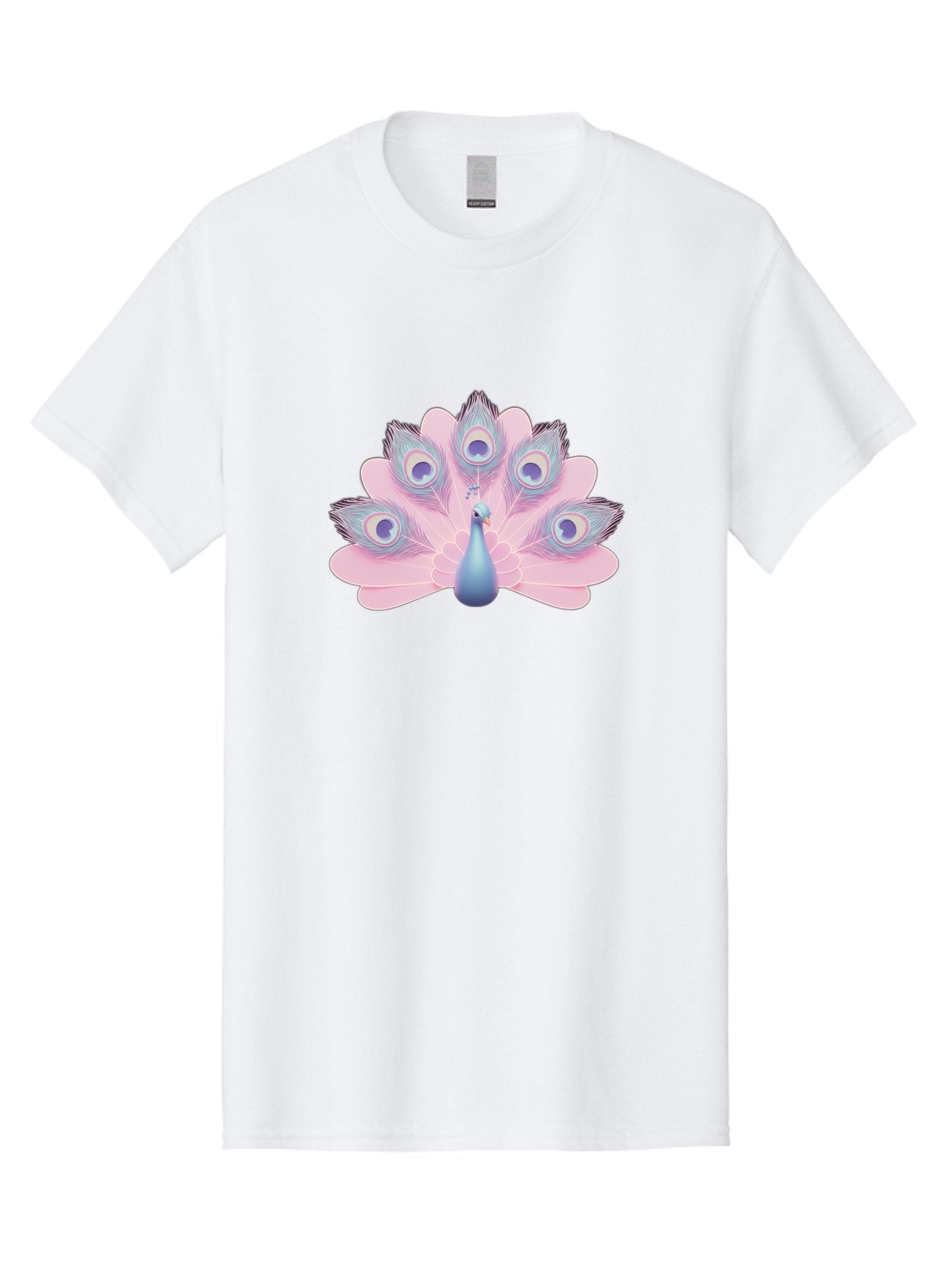 Peacock-3 Men'S Graphic Tee, 100% Cotton, Comfortable Casual Summer Wear, Machine Washable, Peacock Display, Vibrant Feathers, Blue And Pink Hues, Eye-Catching Pattern, Majestic Bird, Decorative Plumage, Colorful Illustration Bab092 4