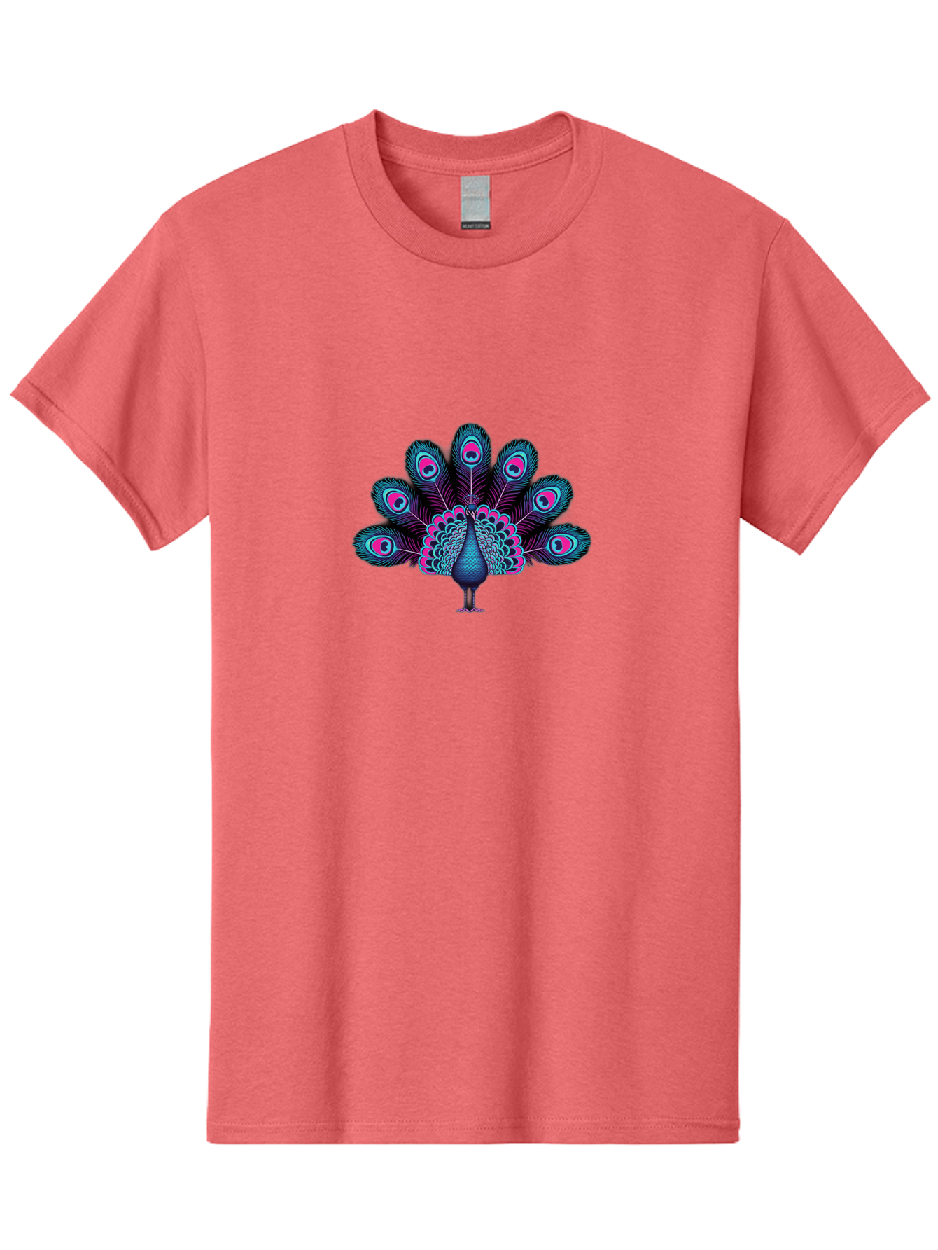Peacock-30 Men'S Graphic Tee, 100% Cotton, Comfortable Casual Summer Wear, Machine Washable, Peacock Illustration, Colorful Plumage, Vibrant Feathers, Blue And Pink Hues, Eye-Catching Design, Bird Of Beauty, Ornate Tail, Artistic Render Bab093 19