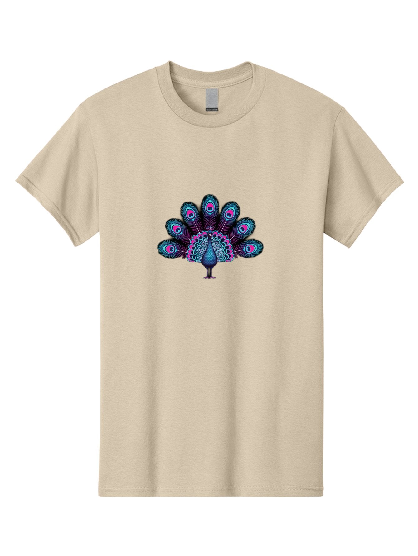 Peacock-30 Men'S Graphic Tee, 100% Cotton, Comfortable Casual Summer Wear, Machine Washable, Peacock Illustration, Colorful Plumage, Vibrant Feathers, Blue And Pink Hues, Eye-Catching Design, Bird Of Beauty, Ornate Tail, Artistic Render Bab093 6