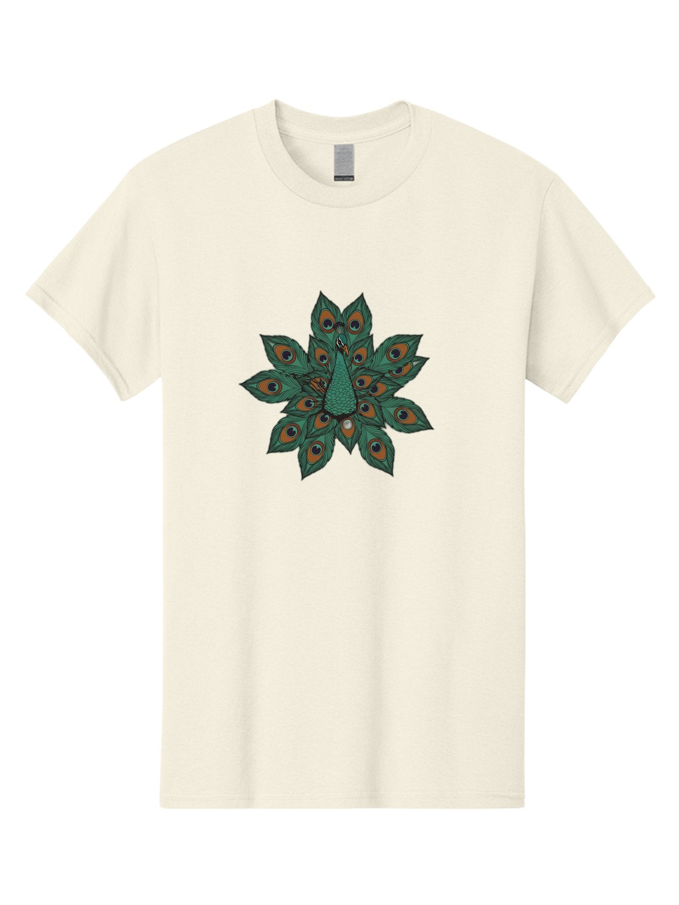 Peacock-31 Men'S Graphic Tee, 100% Cotton, Comfortable Casual Summer Wear, Machine Washable, Peacock Feather, Symmetrical Pattern, Vibrant Colors, Natural Beauty, Exotic Bird, Intricate Design, Circular Shape, Orange And Blue Hues, Bab094 12