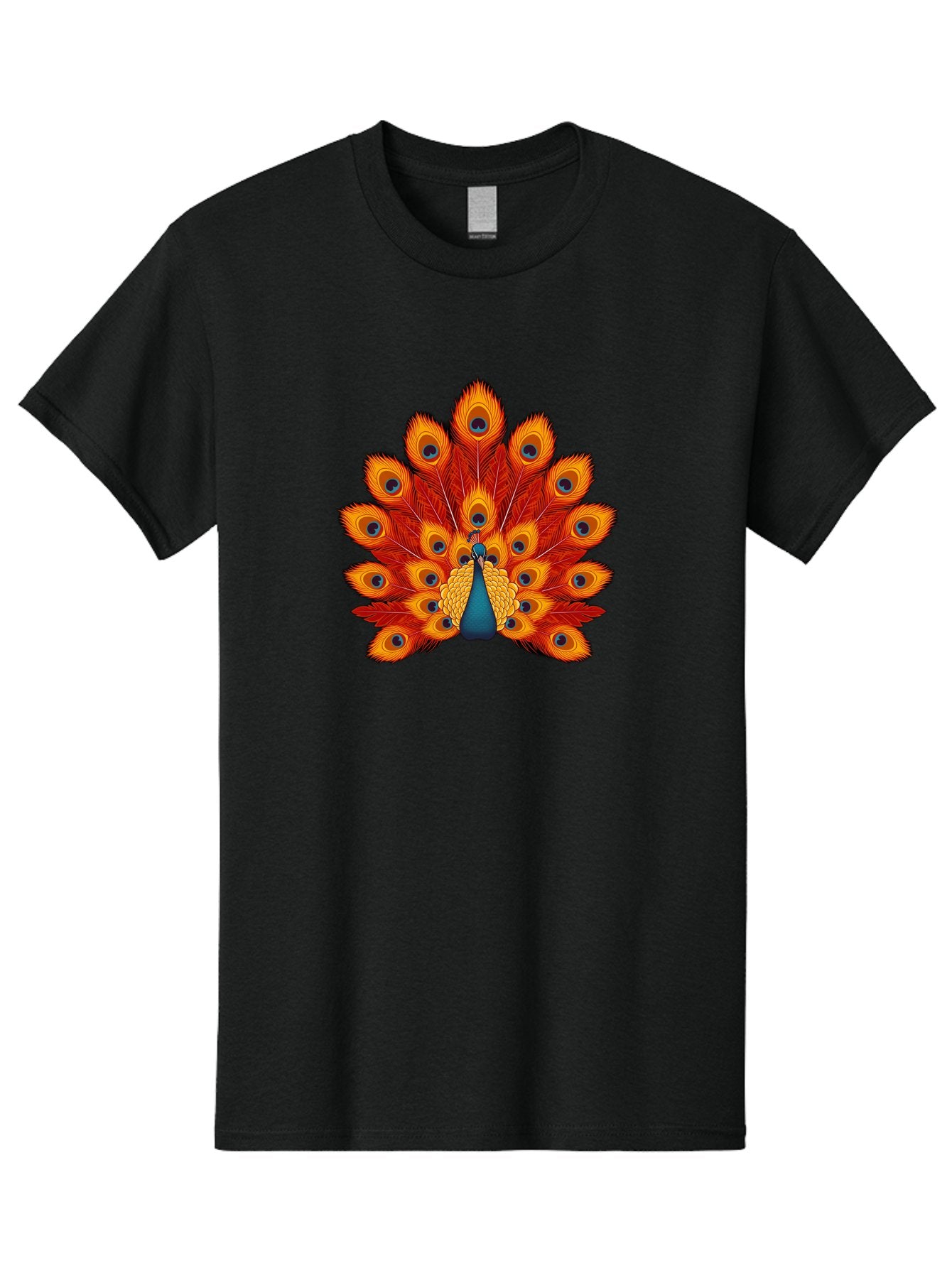 Peacock-32 Men'S Graphic Tee, 100% Cotton, Comfortable Casual Summer Wear, Machine Washable, Peacock Feathers, Vibrant Colors, Iridescent Blues, Orange And Yellow Hues, Eye-Catching Pattern, Exotic Bird, Majestic Plumage, Eye Spots, Bab095 11