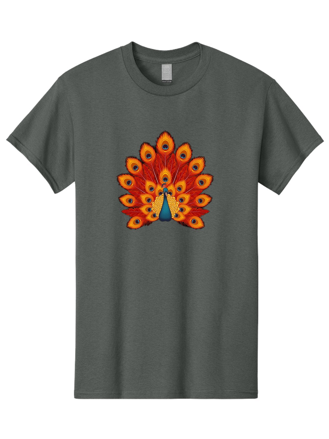 Peacock-32 Men'S Graphic Tee, 100% Cotton, Comfortable Casual Summer Wear, Machine Washable, Peacock Feathers, Vibrant Colors, Iridescent Blues, Orange And Yellow Hues, Eye-Catching Pattern, Exotic Bird, Majestic Plumage, Eye Spots, Bab095 14