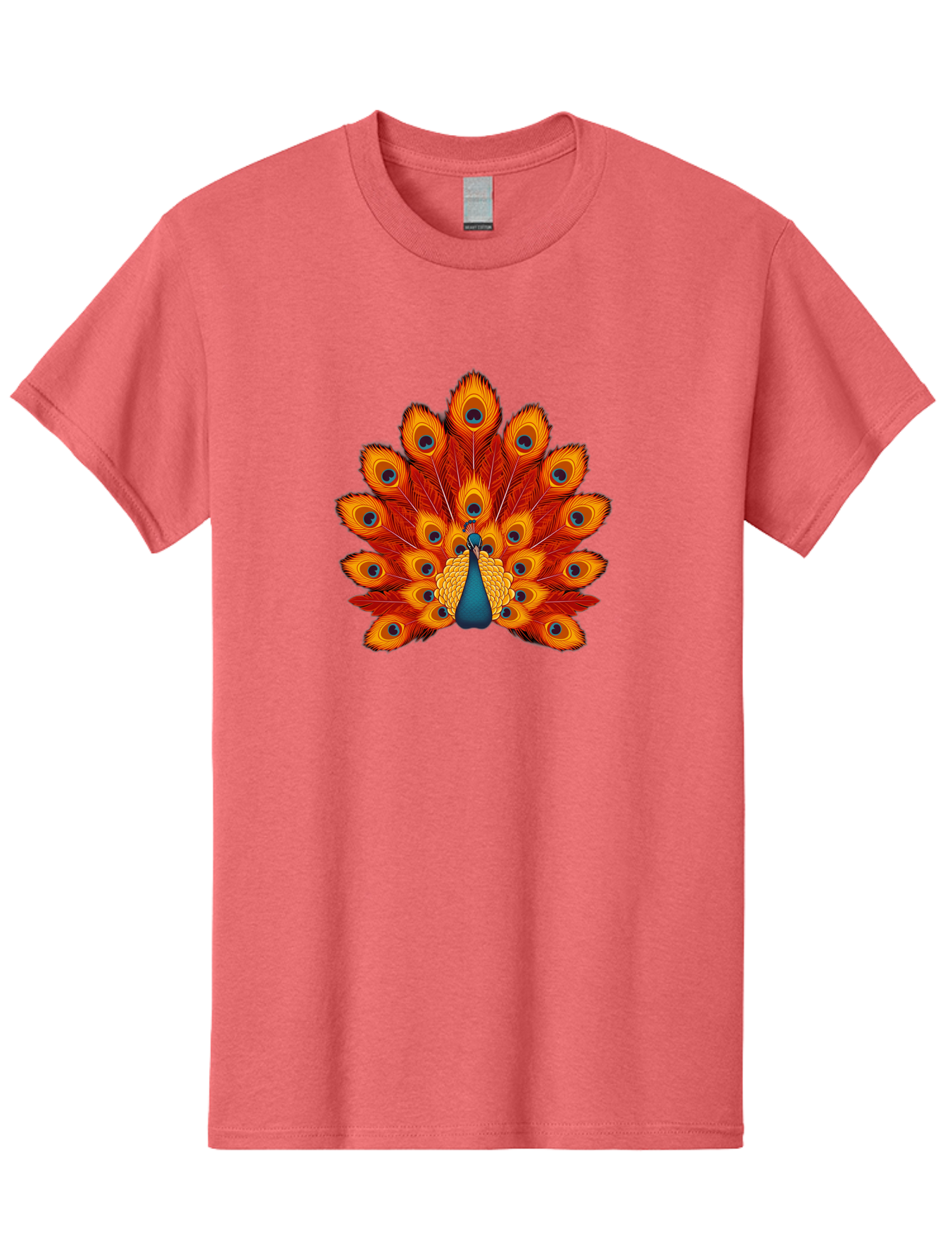 Peacock-32 Men'S Graphic Tee, 100% Cotton, Comfortable Casual Summer Wear, Machine Washable, Peacock Feathers, Vibrant Colors, Iridescent Blues, Orange And Yellow Hues, Eye-Catching Pattern, Exotic Bird, Majestic Plumage, Eye Spots, Bab095 9