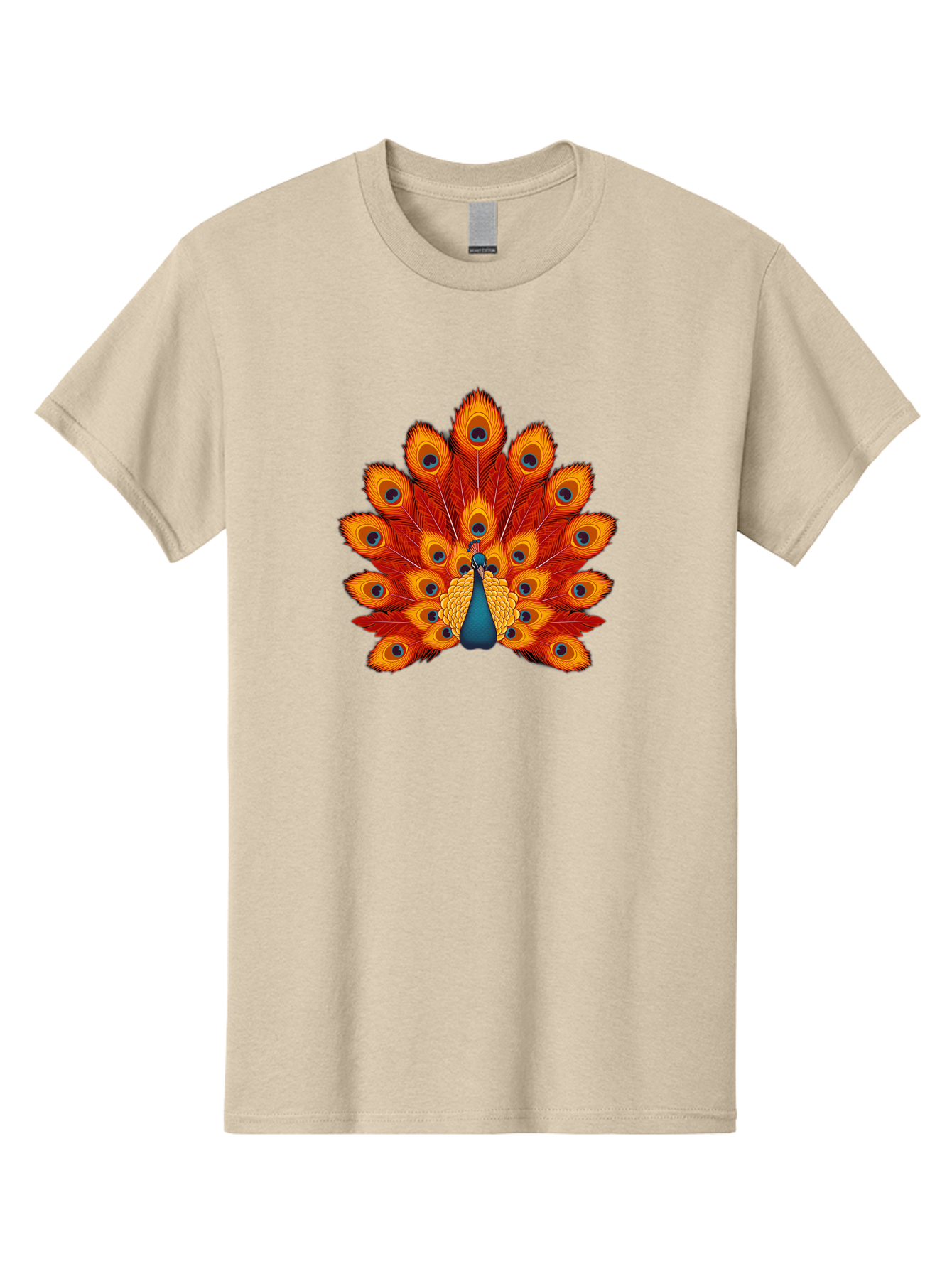 Peacock-32 Men'S Graphic Tee, 100% Cotton, Comfortable Casual Summer Wear, Machine Washable, Peacock Feathers, Vibrant Colors, Iridescent Blues, Orange And Yellow Hues, Eye-Catching Pattern, Exotic Bird, Majestic Plumage, Eye Spots, Bab095 25