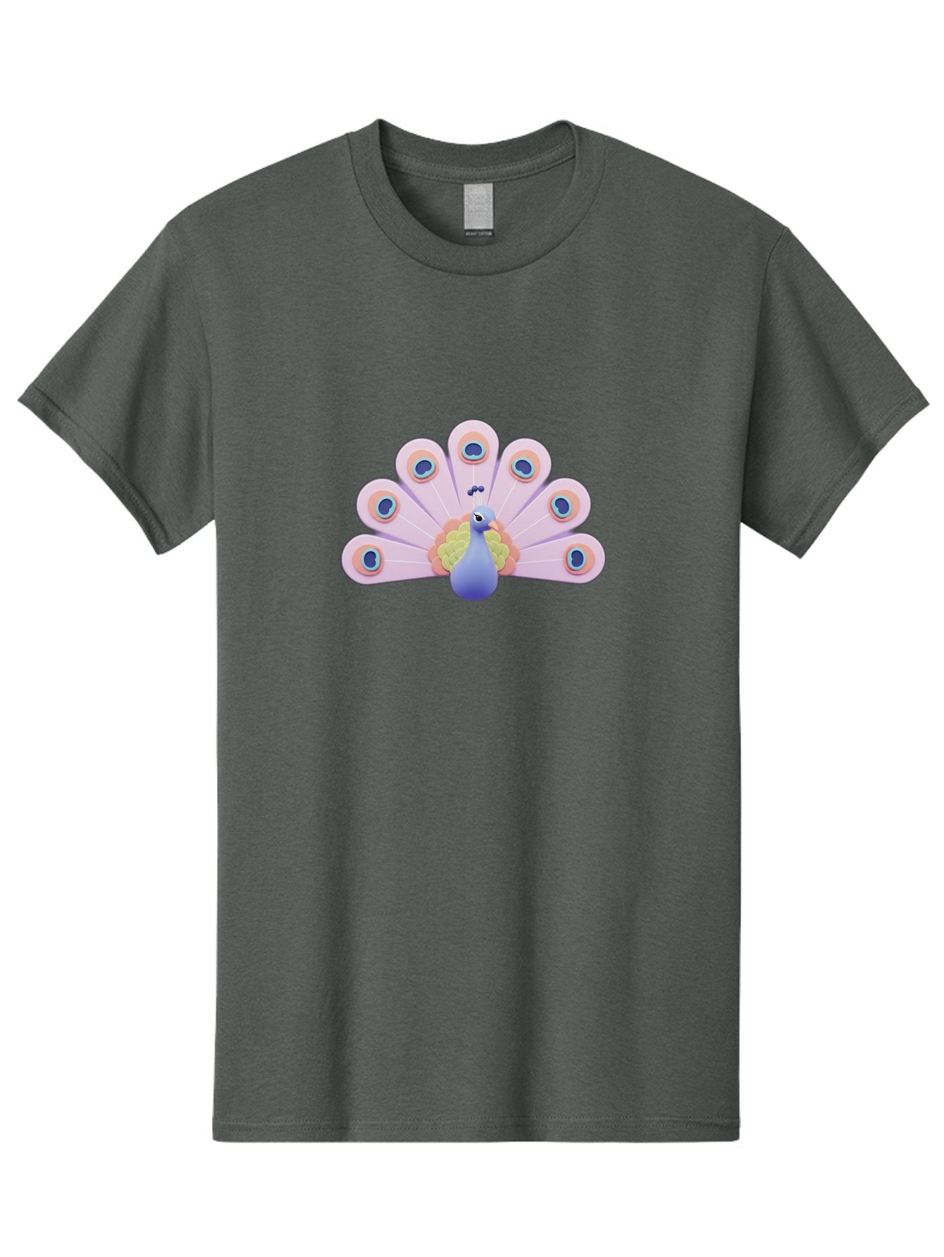 Peacock-4 Men'S Graphic Tee, 100% Cotton, Comfortable Casual Summer Wear, Machine Washable, Peacock Illustration, Colorful Plumage, Blue Bird, Purple Feathers, Orange Accents, Eye-Catching Design, Stylized Artwork, Vibrant Colors, Bab098 11