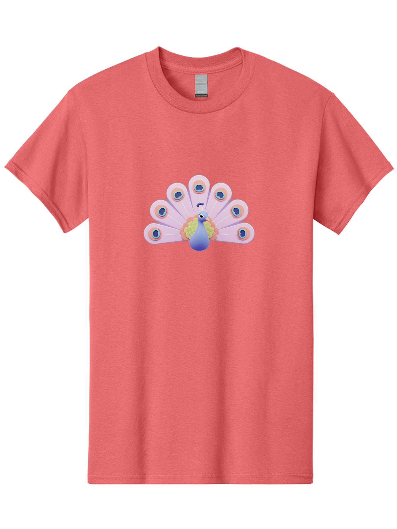 Peacock-4 Men'S Graphic Tee, 100% Cotton, Comfortable Casual Summer Wear, Machine Washable, Peacock Illustration, Colorful Plumage, Blue Bird, Purple Feathers, Orange Accents, Eye-Catching Design, Stylized Artwork, Vibrant Colors, Bab098 25
