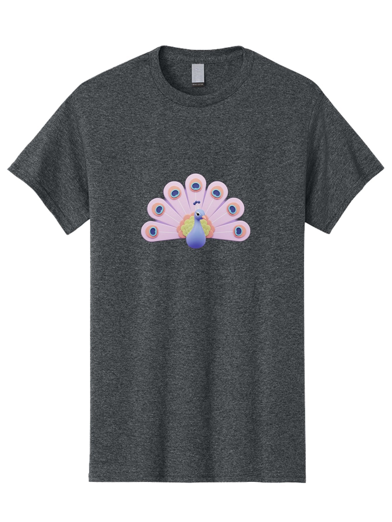 Peacock-4 Men'S Graphic Tee, 100% Cotton, Comfortable Casual Summer Wear, Machine Washable, Peacock Illustration, Colorful Plumage, Blue Bird, Purple Feathers, Orange Accents, Eye-Catching Design, Stylized Artwork, Vibrant Colors, Bab098 15