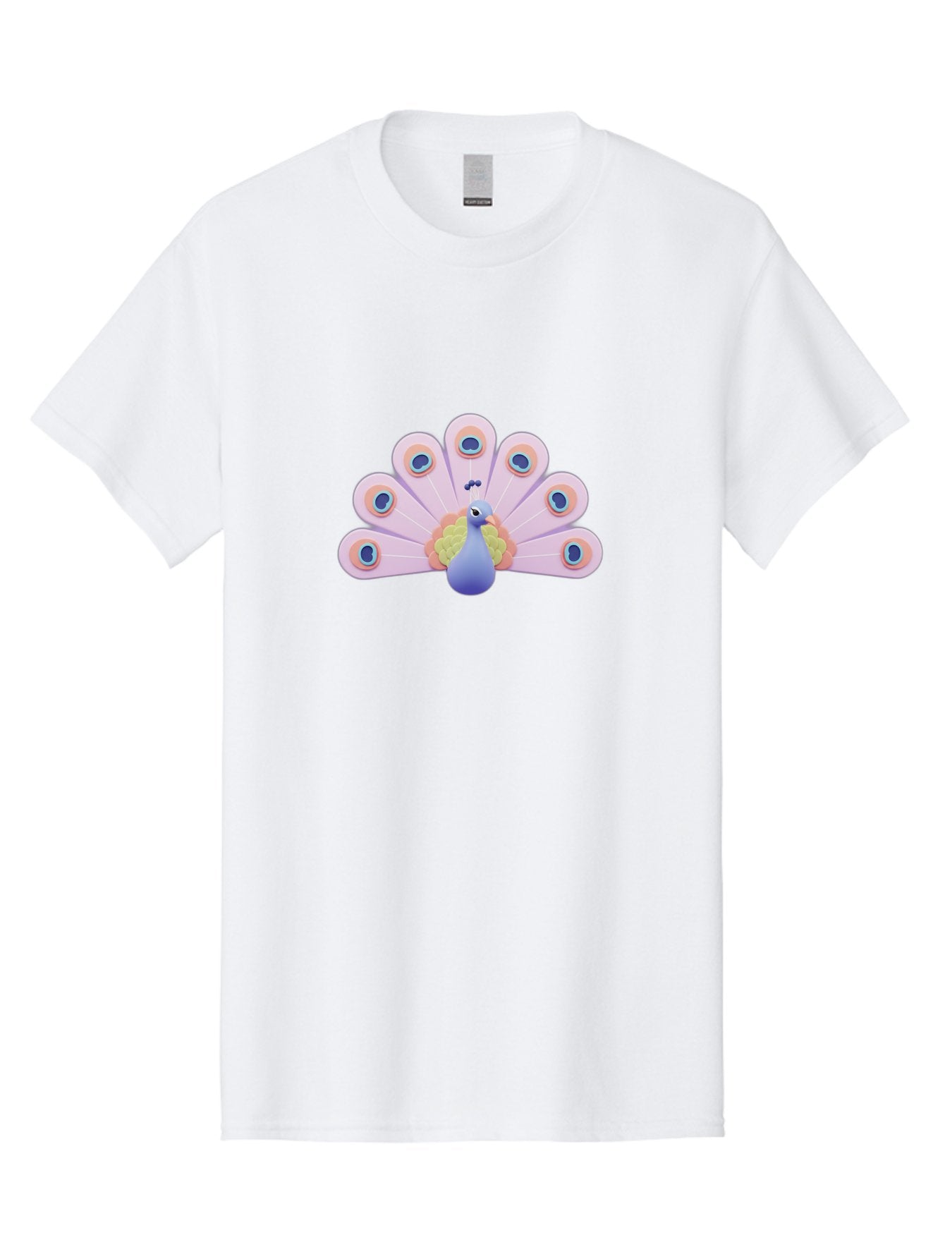 Peacock-4 Men'S Graphic Tee, 100% Cotton, Comfortable Casual Summer Wear, Machine Washable, Peacock Illustration, Colorful Plumage, Blue Bird, Purple Feathers, Orange Accents, Eye-Catching Design, Stylized Artwork, Vibrant Colors, Bab098 4