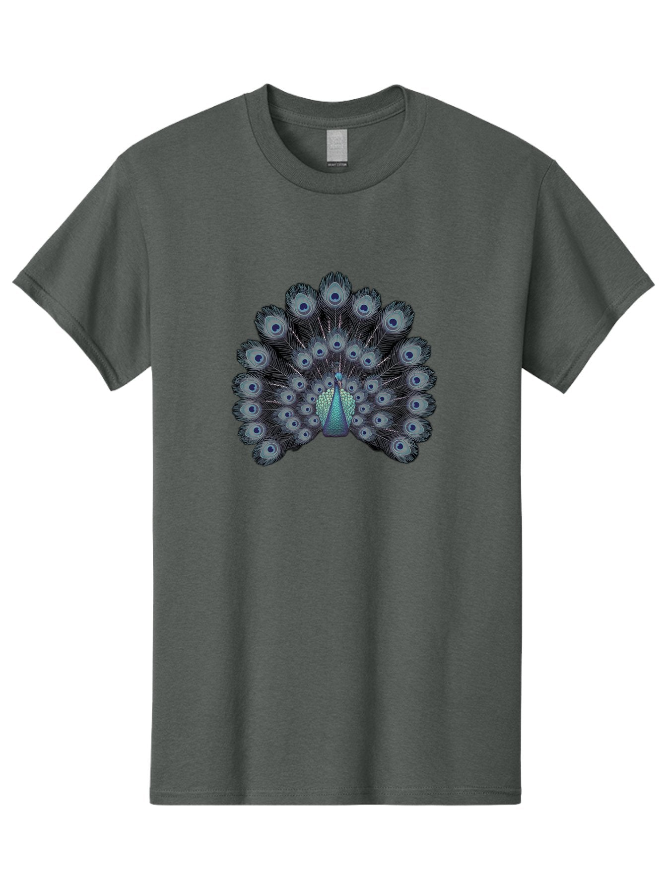 Peacock-5 Men'S Graphic Tee, 100% Cotton, Comfortable Casual Summer Wear, Machine Washable, Peacock, Blue Feathers, Feathers Spread, Bird Display, Eye-Catching, Iridescent, Blue Eyes, Feathered Friend, Nature'S Beauty, Majestic Bird Bab099 4