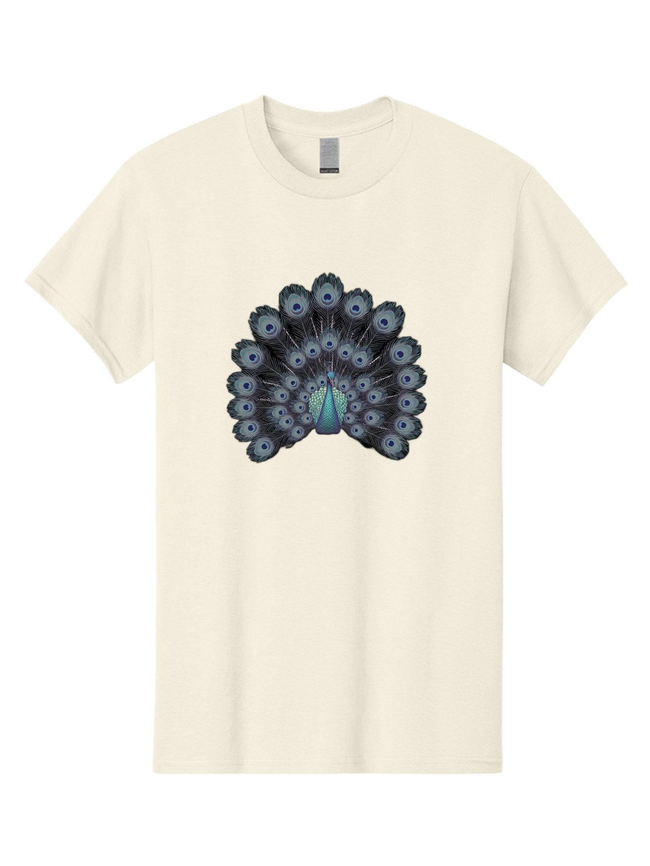 Peacock-5 Men'S Graphic Tee, 100% Cotton, Comfortable Casual Summer Wear, Machine Washable, Peacock, Blue Feathers, Feathers Spread, Bird Display, Eye-Catching, Iridescent, Blue Eyes, Feathered Friend, Nature'S Beauty, Majestic Bird Bab099