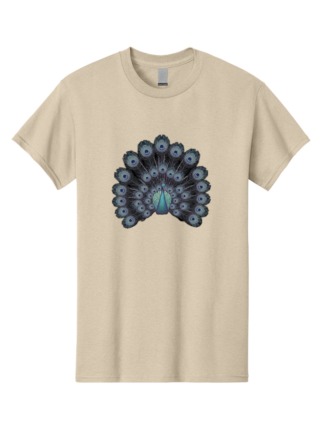 Peacock-5 Men'S Graphic Tee, 100% Cotton, Comfortable Casual Summer Wear, Machine Washable, Peacock, Blue Feathers, Feathers Spread, Bird Display, Eye-Catching, Iridescent, Blue Eyes, Feathered Friend, Nature'S Beauty, Majestic Bird Bab099 8