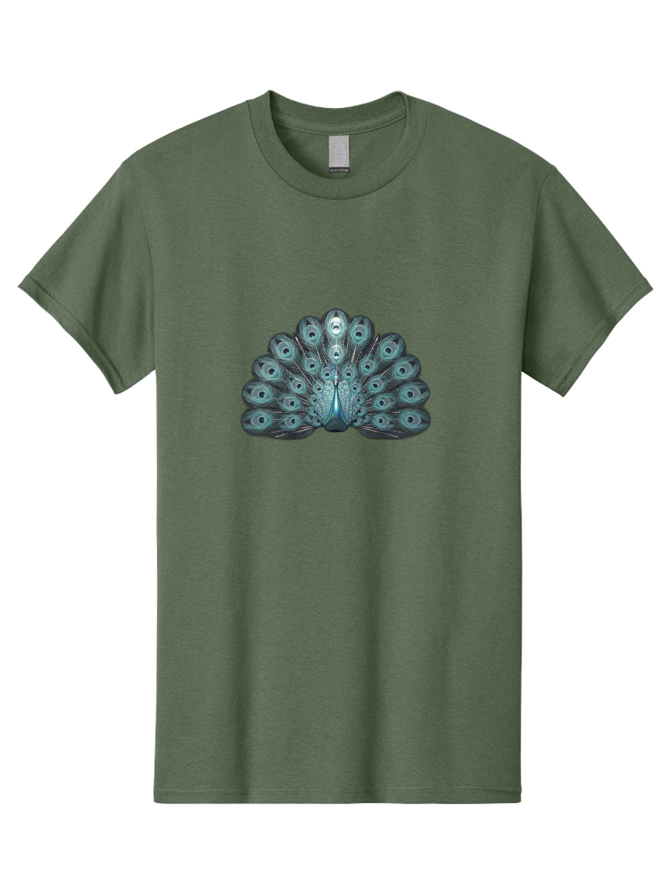 Peacock-6 Men'S Graphic Tee, 100% Cotton, Comfortable Casual Summer Wear, Machine Washable, Peacock, Blue Feathers, Eye Spots, Vibrant Colors, Majestic Bird, Feathered Creature, Ornate Plumage, Wildlife, Exotic Animal, Birdwatching, Bab100 5