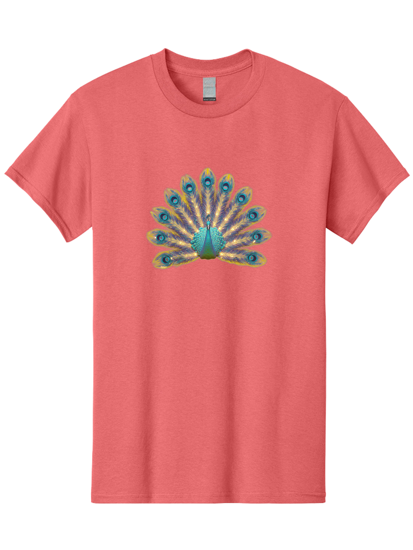 Peacock-7 Men'S Graphic Tee, 100% Cotton, Comfortable Casual Summer Wear, Machine Washable, Vibrant Feathers, Blue And Yellow Plumage, Iridescent Colors, Intricate Patterns, Majestic Bird, Courtship Display, Exotic Wildlife, Bab101