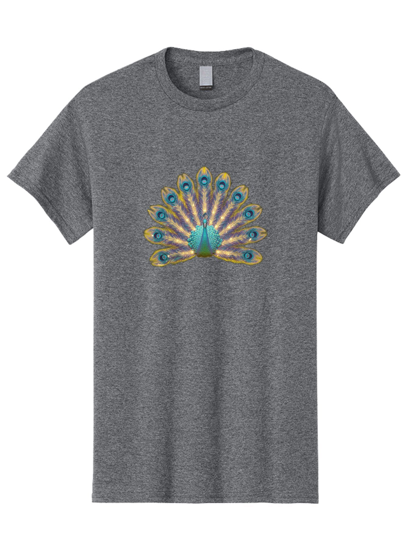 Peacock-7 Men'S Graphic Tee, 100% Cotton, Comfortable Casual Summer Wear, Machine Washable, Vibrant Feathers, Blue And Yellow Plumage, Iridescent Colors, Intricate Patterns, Majestic Bird, Courtship Display, Exotic Wildlife, Bab101