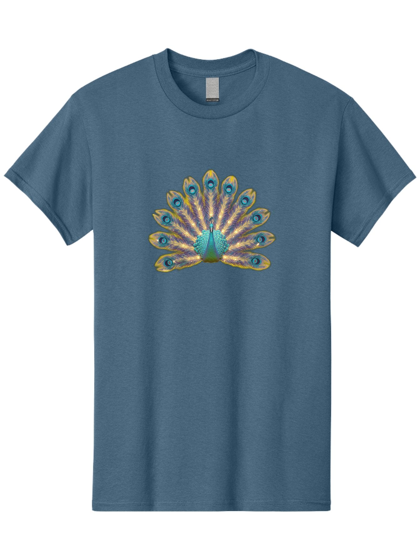Peacock-7 Men'S Graphic Tee, 100% Cotton, Comfortable Casual Summer Wear, Machine Washable, Vibrant Feathers, Blue And Yellow Plumage, Iridescent Colors, Intricate Patterns, Majestic Bird, Courtship Display, Exotic Wildlife, Bab101 4