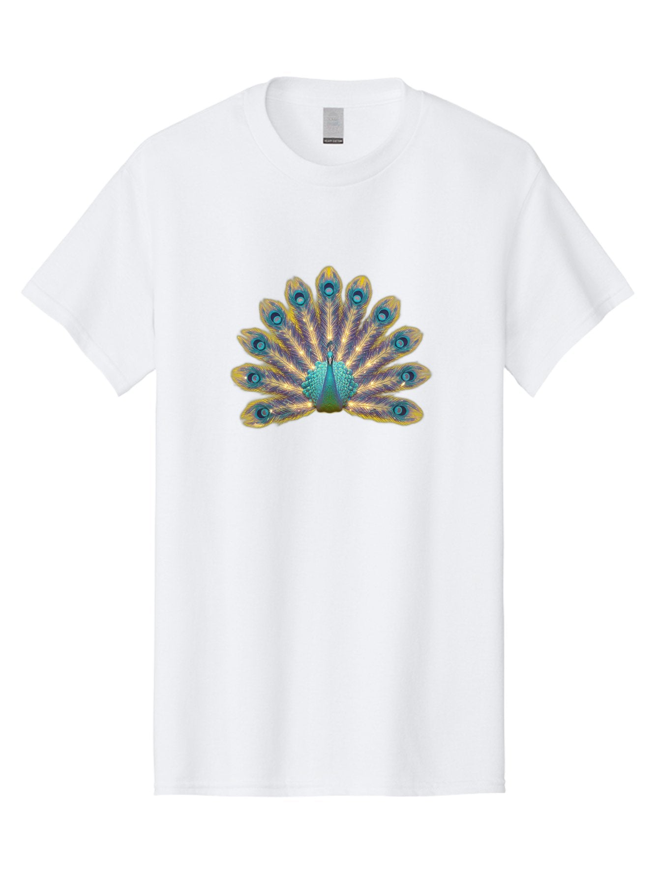 Peacock-7 Men'S Graphic Tee, 100% Cotton, Comfortable Casual Summer Wear, Machine Washable, Vibrant Feathers, Blue And Yellow Plumage, Iridescent Colors, Intricate Patterns, Majestic Bird, Courtship Display, Exotic Wildlife, Bab101 13