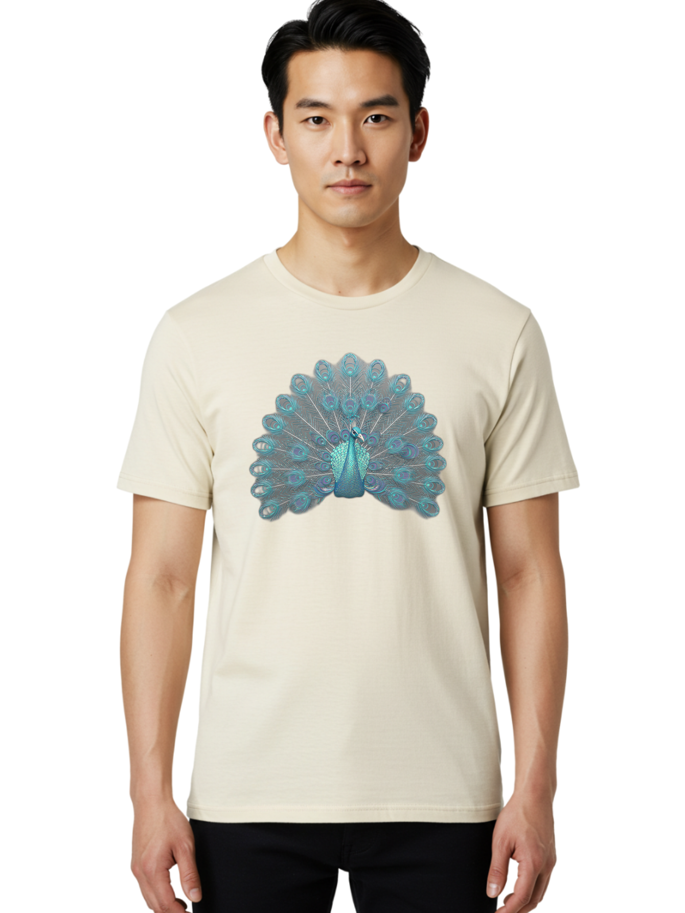 Peacock-8 Men'S Graphic Tee, 100% Cotton, Comfortable Casual Summer Wear, Machine Washable, Blue Peacock, Bird'S Plumage, Feathered Friend, Exotic Bird, Vibrant Colors, Eye-Catching Pattern, Wildlife Photography, Blue Feathers Bab102 6