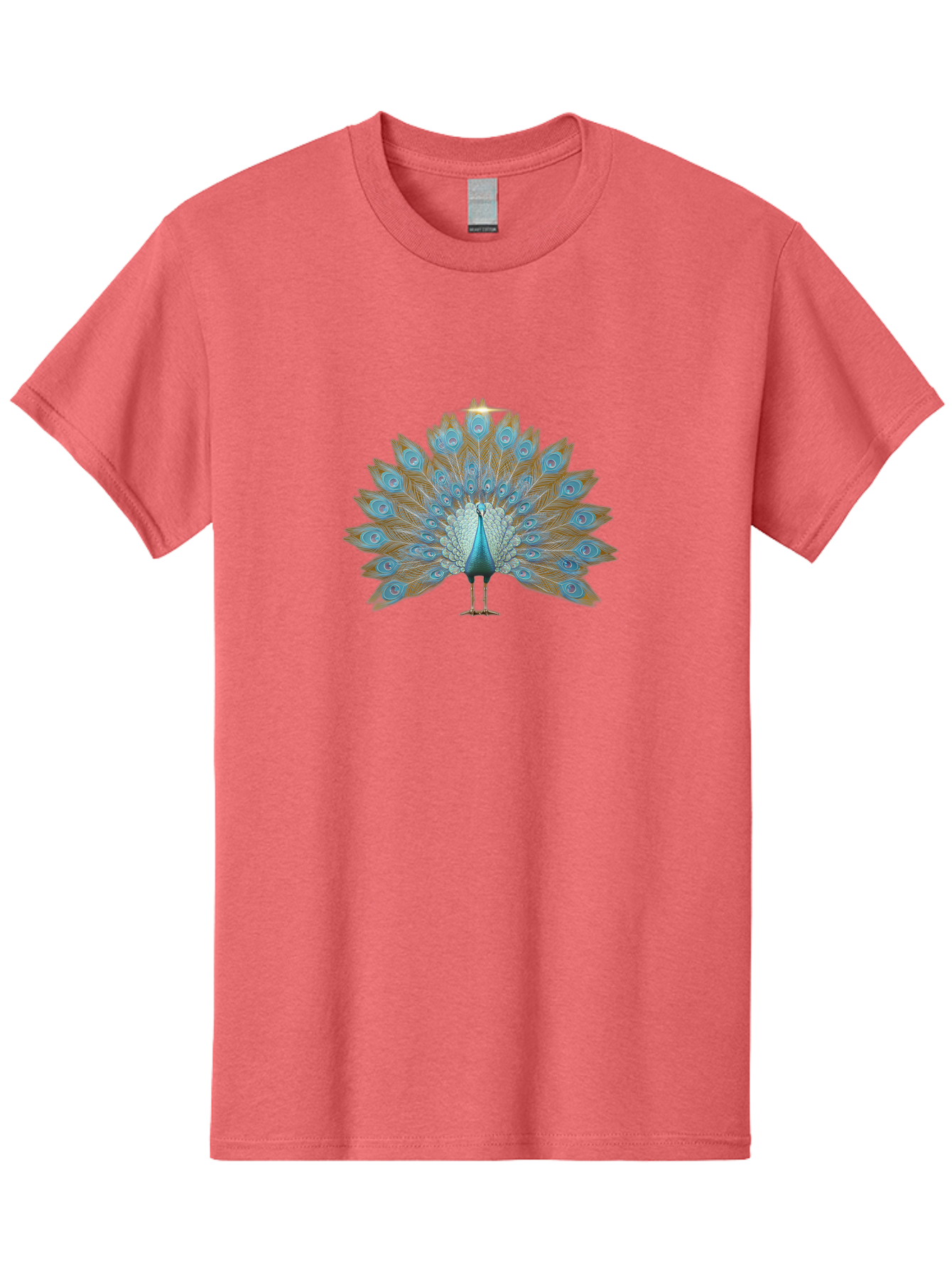 Peacock-9 Men'S Graphic Tee, 100% Cotton, Comfortable Casual Summer Wear, Machine Washable, Peacock Display, Vibrant Blue Feathers, Eye-Catching Plumage, Majestic Bird, Nature'S Beauty, Stunning Colors, Ornate Tail Feathers, Bird Of Paradise Bab103