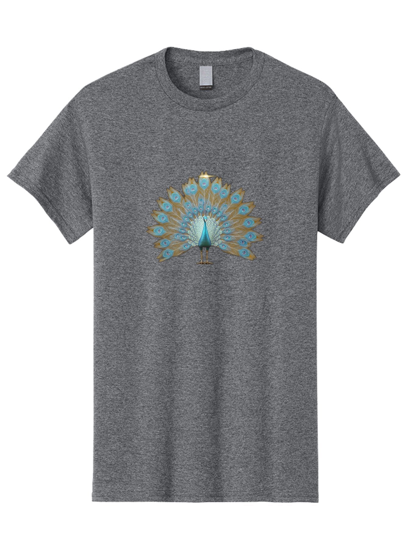 Peacock-9 Men'S Graphic Tee, 100% Cotton, Comfortable Casual Summer Wear, Machine Washable, Peacock Display, Vibrant Blue Feathers, Eye-Catching Plumage, Majestic Bird, Nature'S Beauty, Stunning Colors, Ornate Tail Feathers, Bird Of Paradise Bab103 4