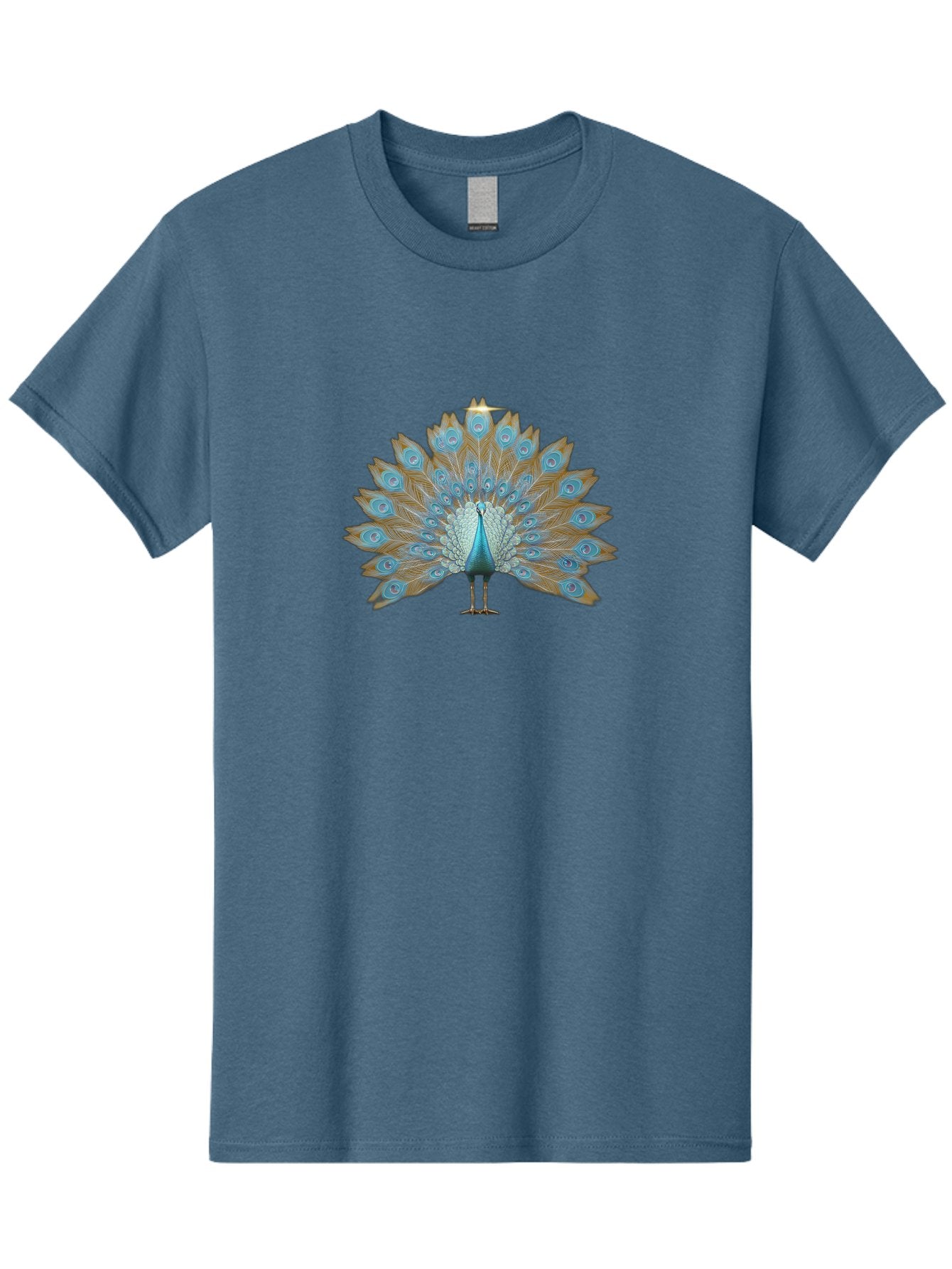 Peacock-9 Men'S Graphic Tee, 100% Cotton, Comfortable Casual Summer Wear, Machine Washable, Peacock Display, Vibrant Blue Feathers, Eye-Catching Plumage, Majestic Bird, Nature'S Beauty, Stunning Colors, Ornate Tail Feathers, Bird Of Paradise Bab103