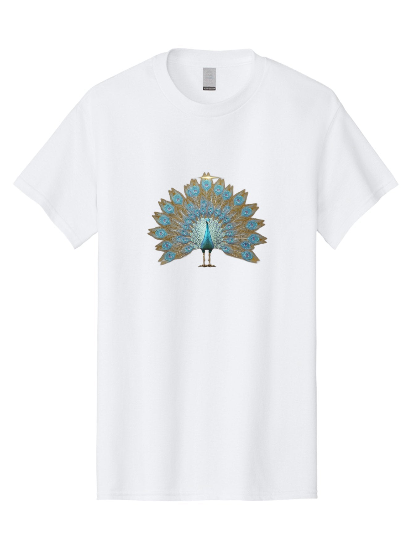 Peacock-9 Men'S Graphic Tee, 100% Cotton, Comfortable Casual Summer Wear, Machine Washable, Peacock Display, Vibrant Blue Feathers, Eye-Catching Plumage, Majestic Bird, Nature'S Beauty, Stunning Colors, Ornate Tail Feathers, Bird Of Paradise Bab103