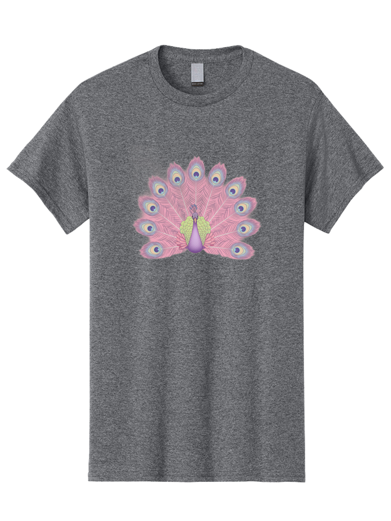 Peacock-Display-1 Men'S Graphic Tee, 100% Cotton, Comfortable Casual Summer Wear, Machine Washable, Peacock With Full Plumage, Vibrant Feathers, Pink And Purple Hues, Green And Blue Accents, Eye-Catching Display, Majestic Bird, Bab105 11