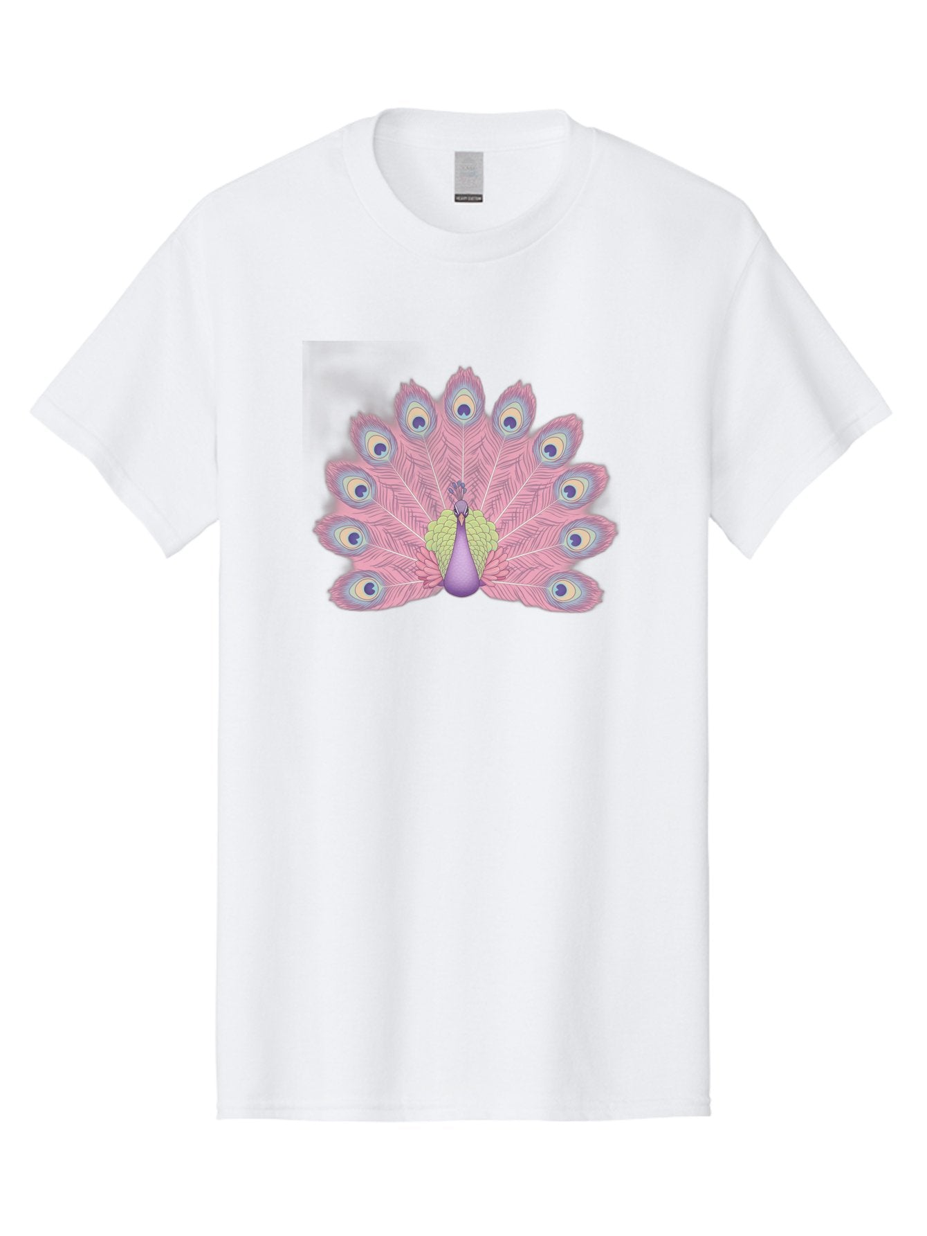 Peacock-Display-1 Men'S Graphic Tee, 100% Cotton, Comfortable Casual Summer Wear, Machine Washable, Peacock With Full Plumage, Vibrant Feathers, Pink And Purple Hues, Green And Blue Accents, Eye-Catching Display, Majestic Bird, Bab105 12