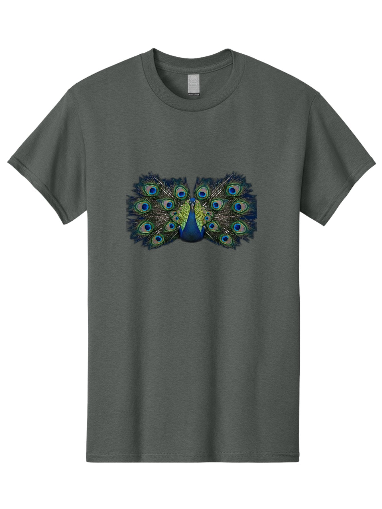 Peacock-Display Men'S Graphic Tee, 100% Cotton, Comfortable Casual Summer Wear, Machine Washable, Peacock, Vibrant Plumage, Blue And Green Feathers, Eye-Catching, Majestic Bird, Colorful Display, Intricate Patterns, Bird Of Paradise, Bab106