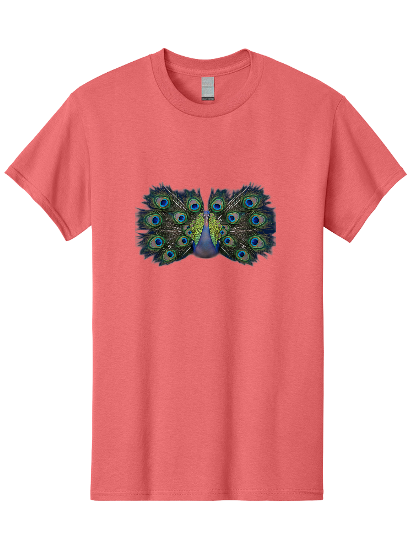 Peacock-Display Men'S Graphic Tee, 100% Cotton, Comfortable Casual Summer Wear, Machine Washable, Peacock, Vibrant Plumage, Blue And Green Feathers, Eye-Catching, Majestic Bird, Colorful Display, Intricate Patterns, Bird Of Paradise, Bab106